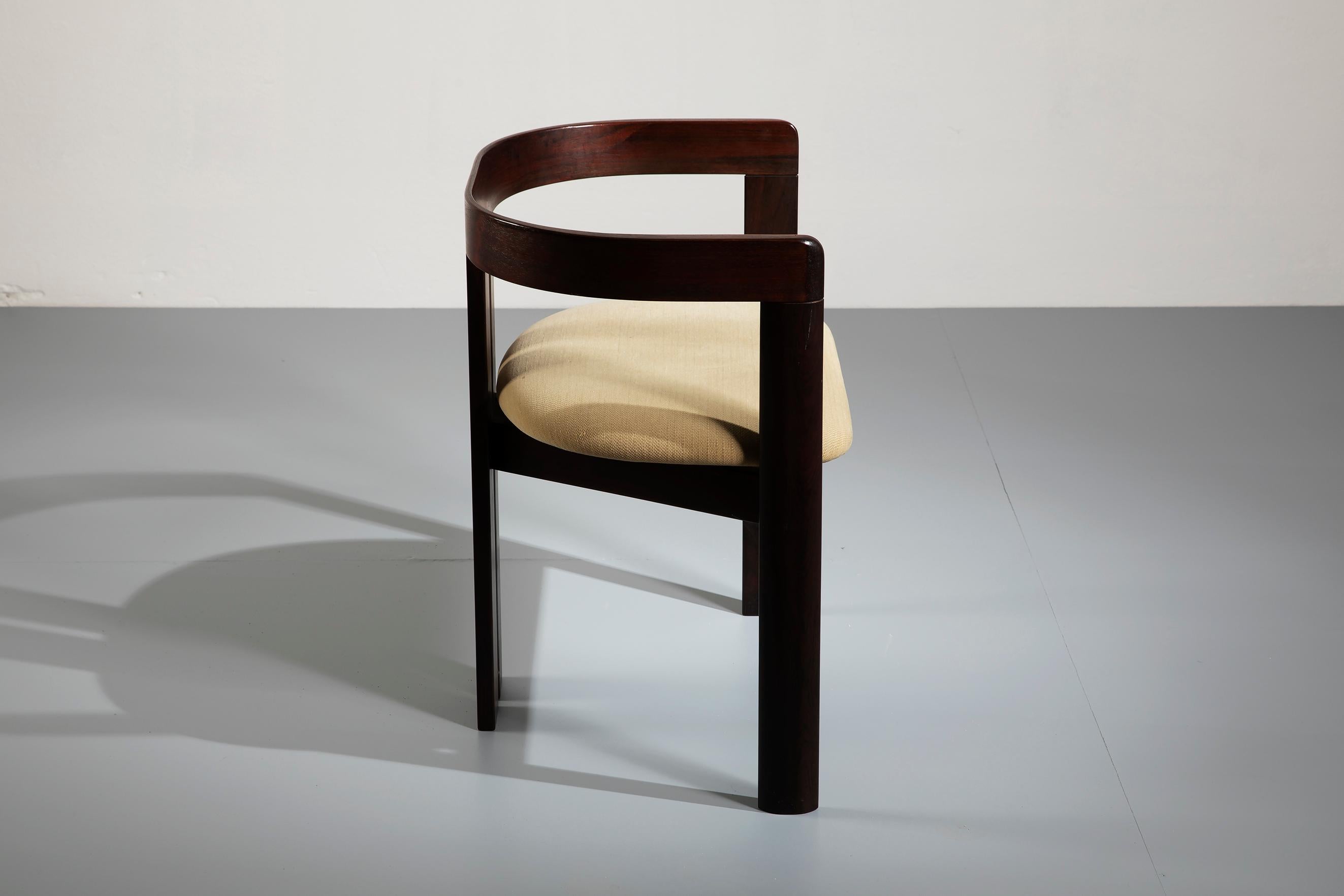 Italian Tobia Scarpa 'Pigreco' Rosewood Armchair for Gavina, 1960s For Sale