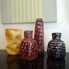 Tobia Scarpa Red and Black Crystal "Occhi" Bottle, 1960, Venini & C