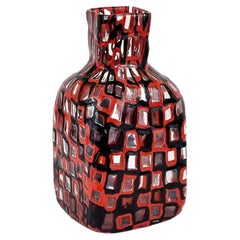 Tobia Scarpa Flasche aus rotem und schwarzem Kristall "Occhi", 1960, Venini & C.
