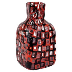 Tobia Scarpa Red and Black Crystal "Occhi" Bottle, 1960, Venini & C