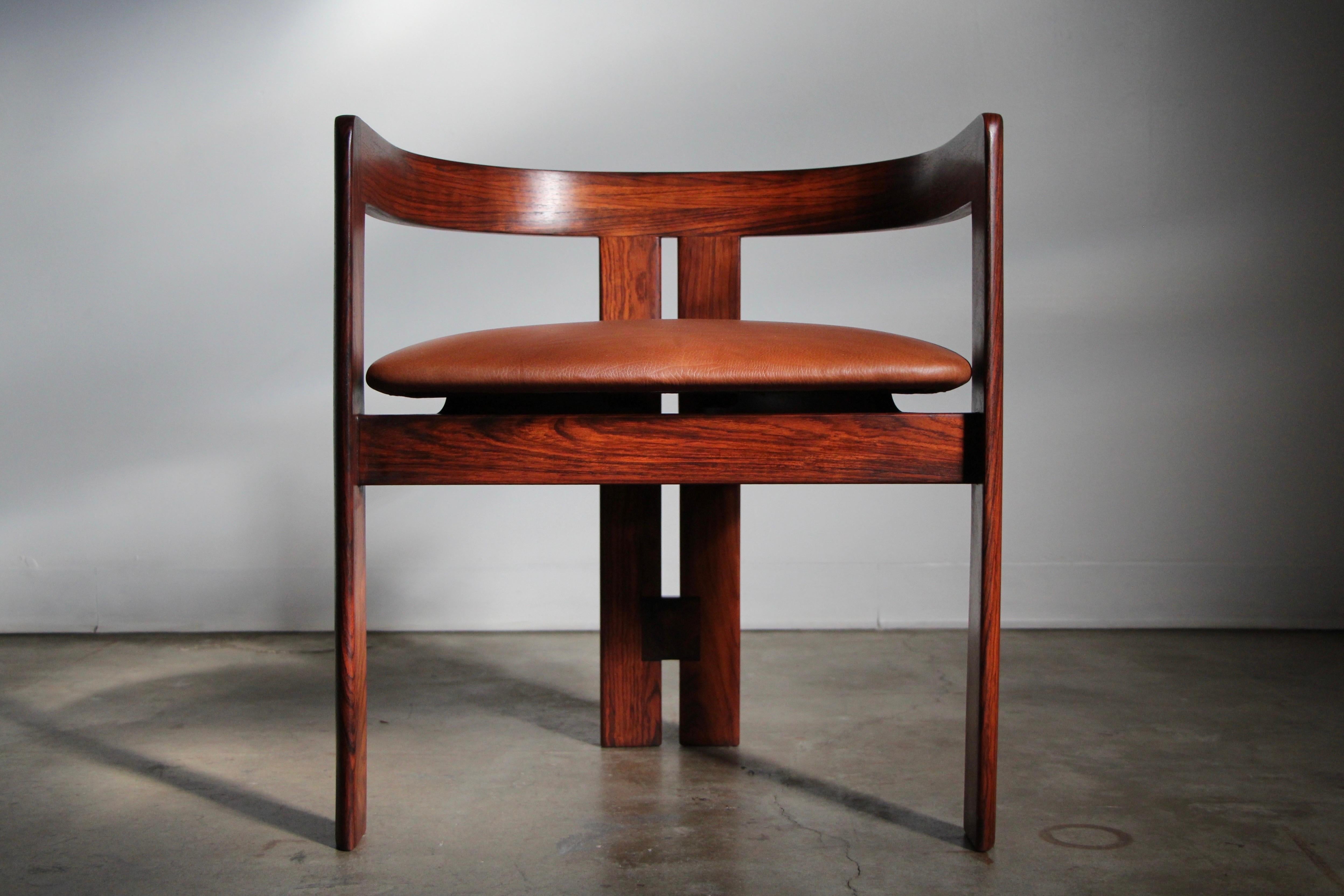 Mid-Century Modern Tobia Scarpa Sculpted Rosewood and Leather 
