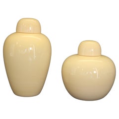 Tobia Scarpa set of cream-colored vases, Venini "Chinese" model, 1960s