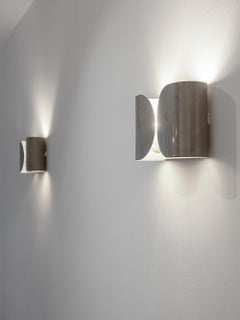 Tobia Scarpa Set of Two Foglio Wall Lamp in Nickel Plated Metal by Flos 1966