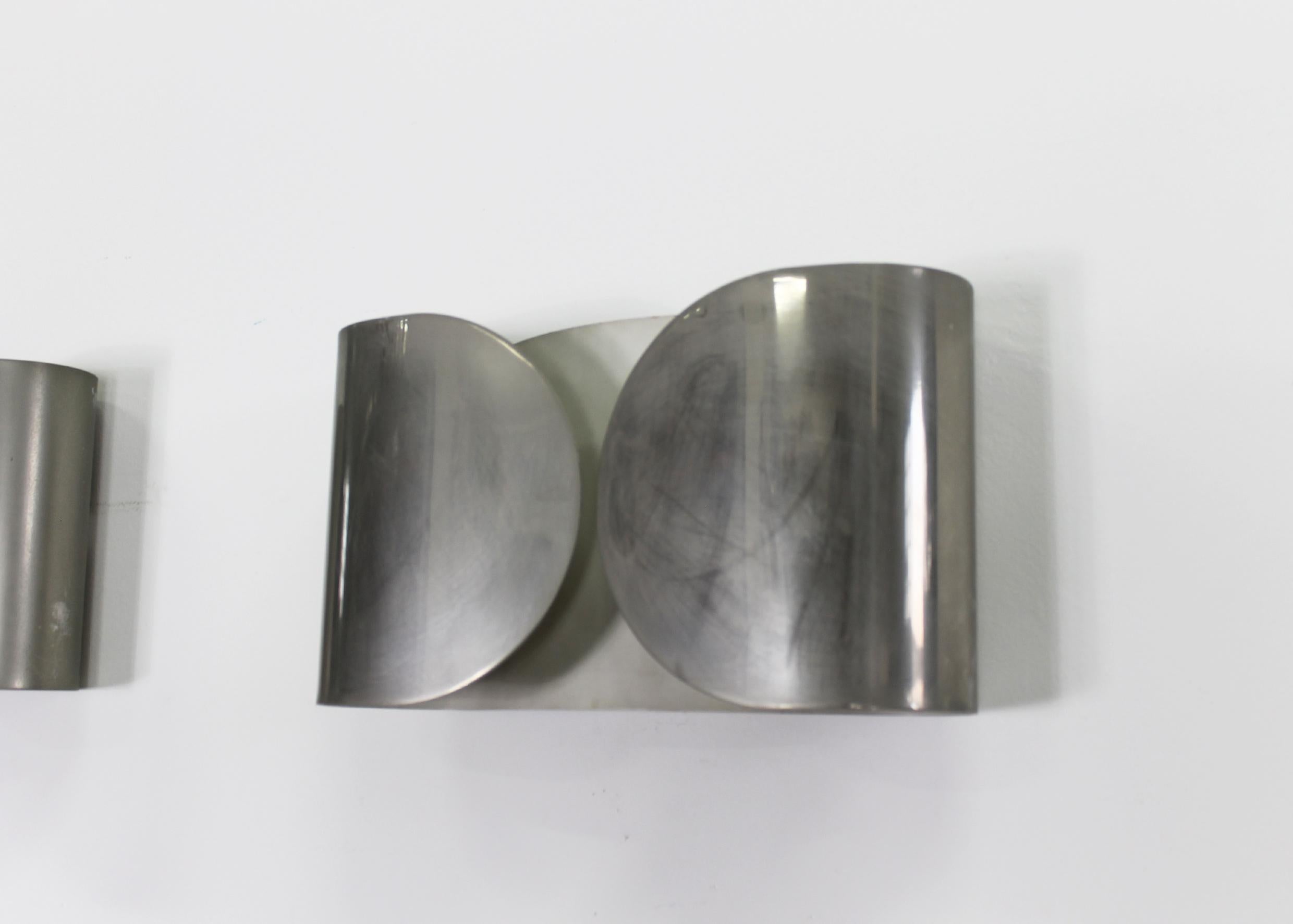 italien Ensemble de deux appliques Foglio en métal nickelé de Tobia Scarpa, Flos 1966 en vente