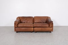 Loveseat modular de cuero coñac estilo Tobia Scarpa by Leolux