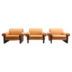 Tobia Scarpa Style Italian Leather Lounge Chairs