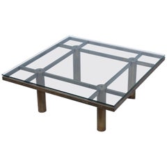 Tobia Scarpa Style Patinated Brass Modern Coffee Table