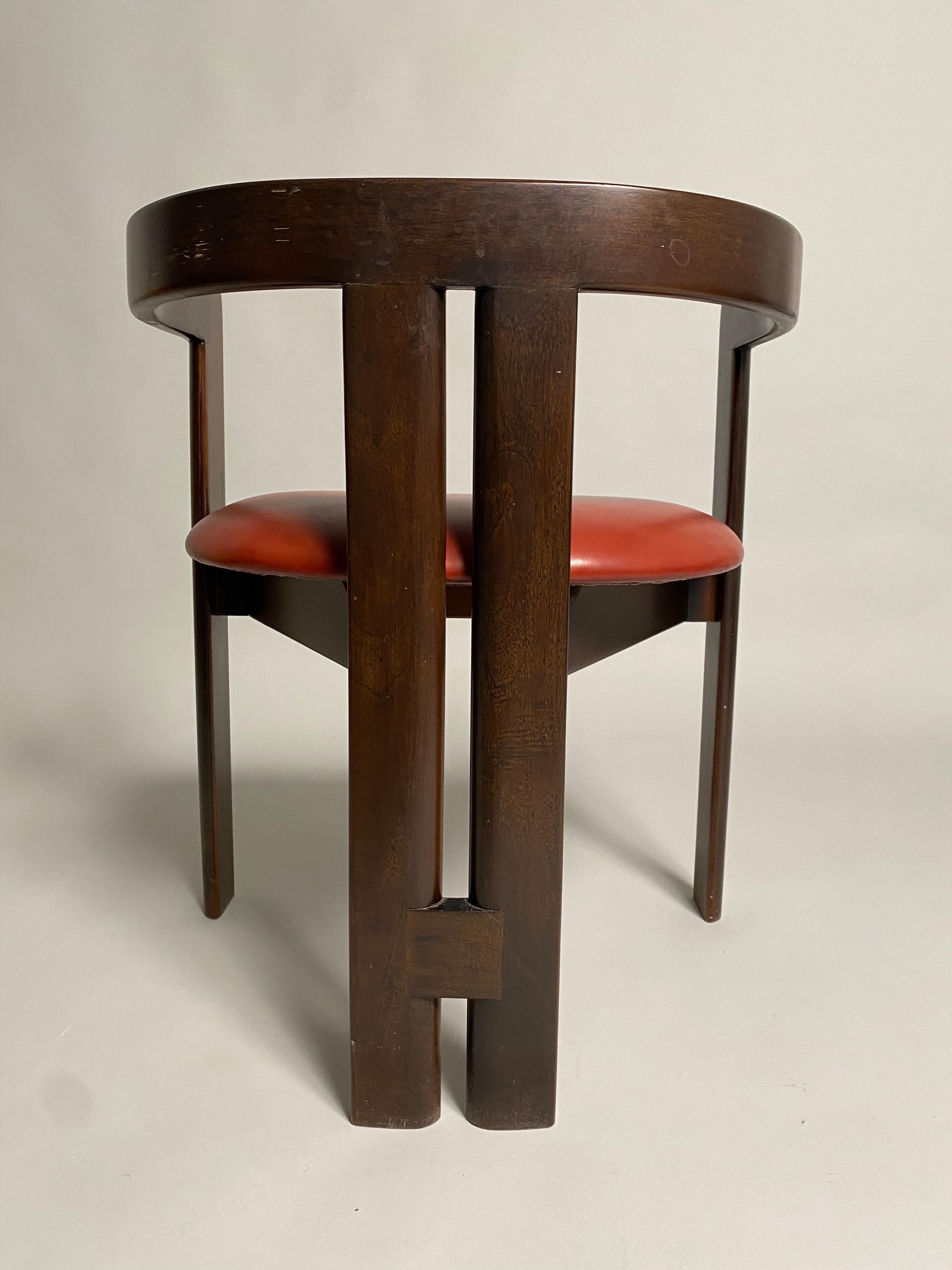 Italian Tobia Scarpa, two Pigreco wooden chairs for Gavina, set of two (1959)