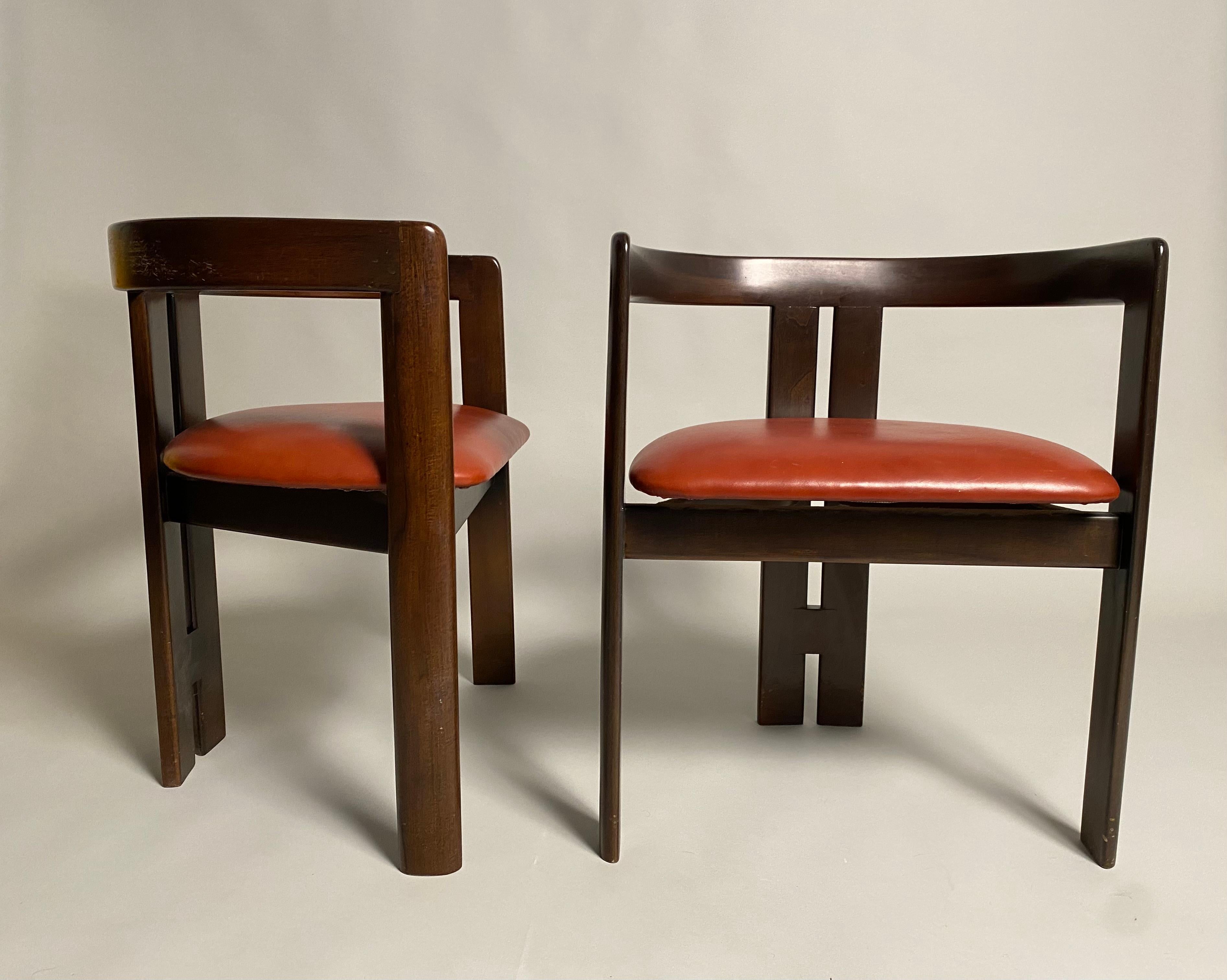 Tobia Scarpa, two Pigreco wooden chairs for Gavina, set of two (1959) In Good Condition In Argelato, BO