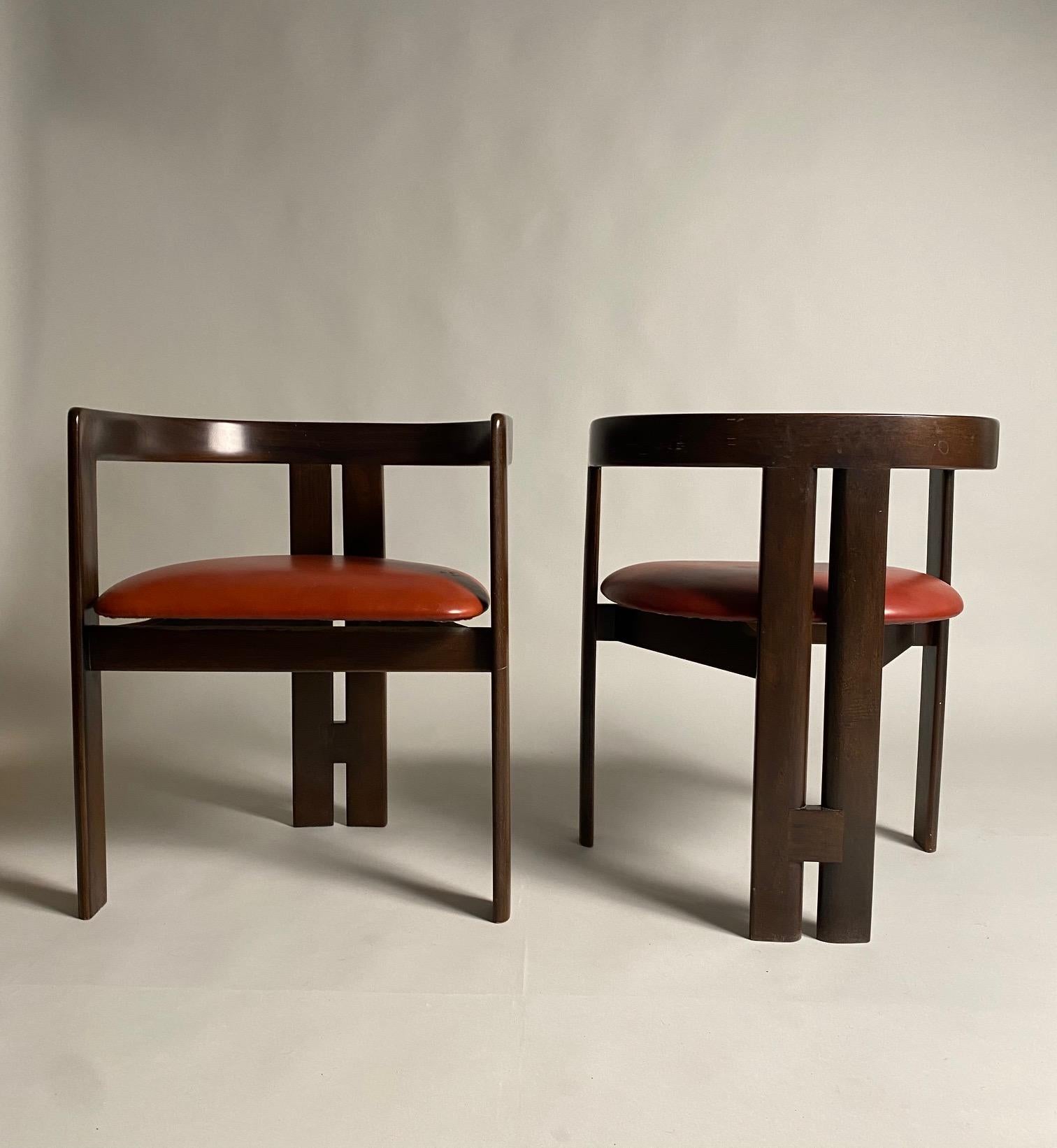 Mid-20th Century Tobia Scarpa, two Pigreco wooden chairs for Gavina, set of two (1959)