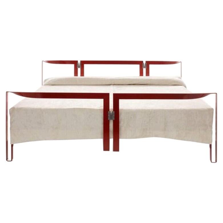 Tobia Scarpa Vanessa Bed Frame in Red Lacquered Metal for Cassina