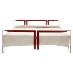 Tobia Scarpa Vanessa Bed Frame in Red Lacquered Metal for Cassina