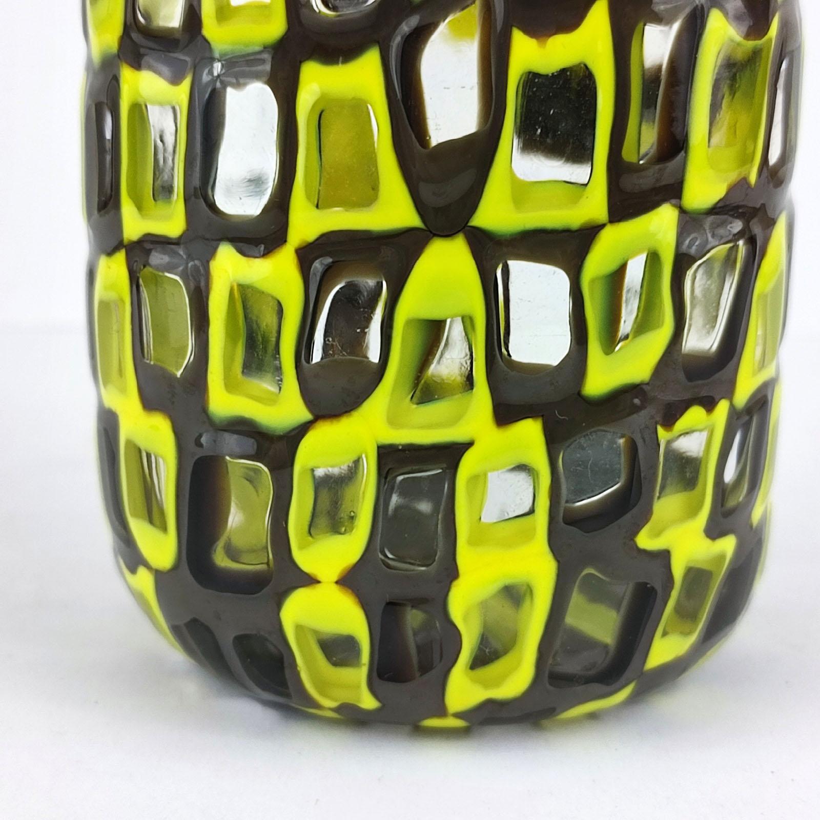 Vaso Tobia Scarpa Occhi Cristalo Zolfo, Venini, Murano, Italia 1960s in vendita 4