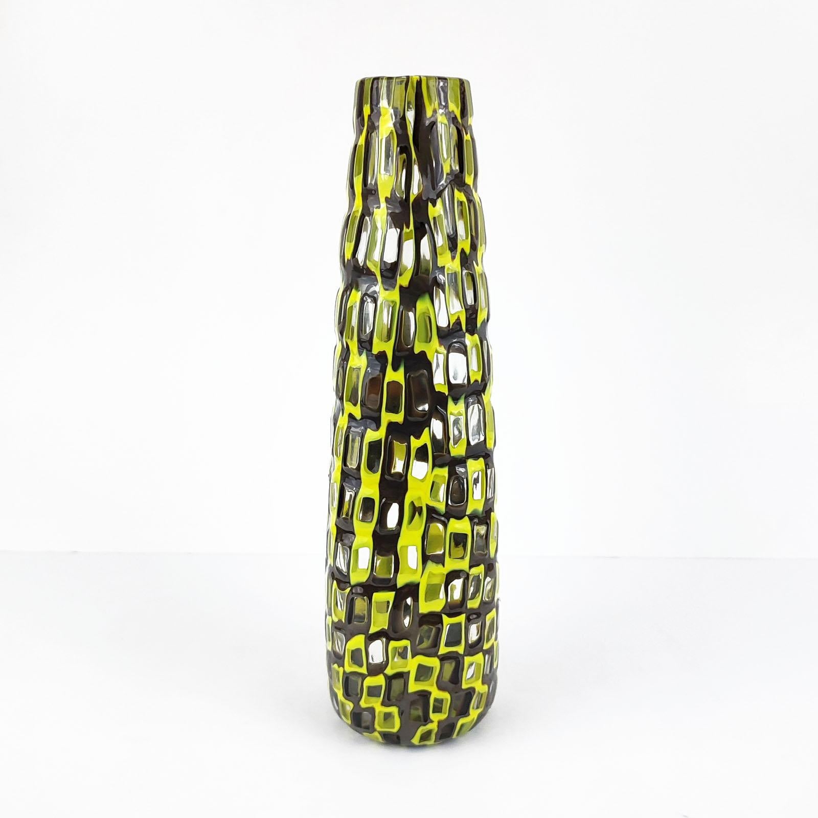 Italiano Vaso Tobia Scarpa Occhi Cristalo Zolfo, Venini, Murano, Italia 1960s in vendita