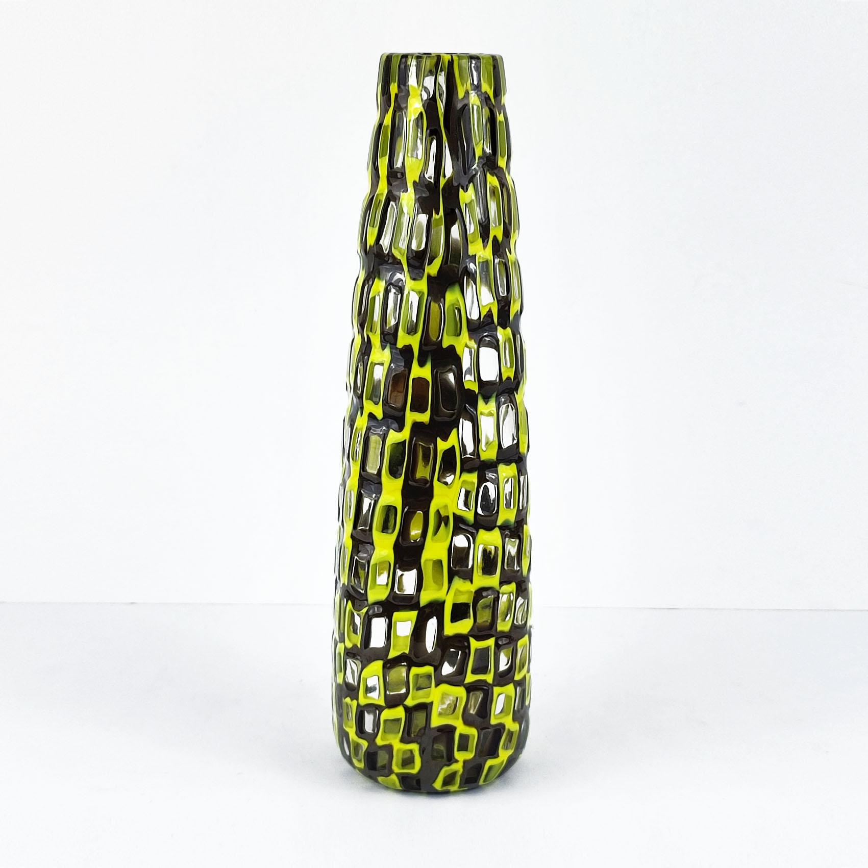 Vaso Tobia Scarpa Occhi Cristalo Zolfo, Venini, Murano, Italia 1960s In condizioni ottime in vendita a Bochum, NRW
