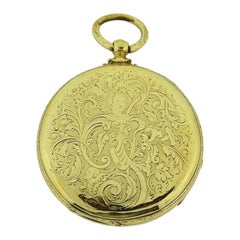 Tobias 18 Karat Gold Key Wind Pocket Watch with Engraved Case and Dial