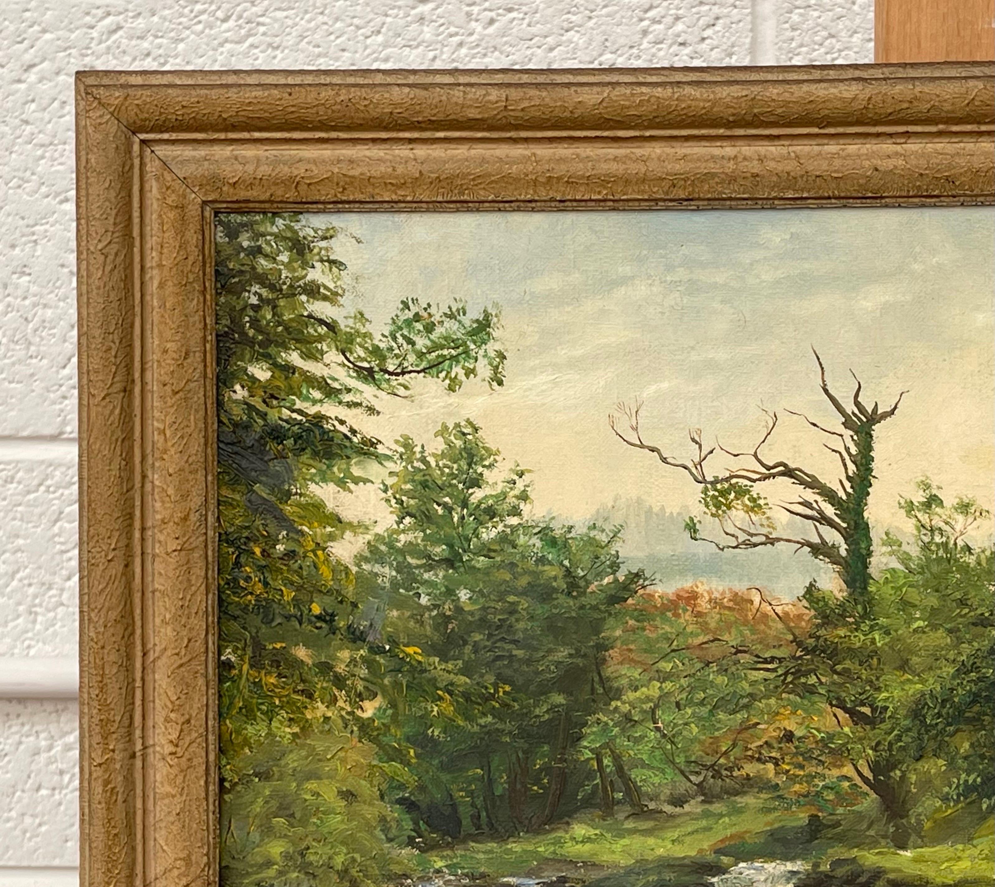 River Forest Landscape Oil Painting by 20th Century Post War Irish Artist For Sale 10