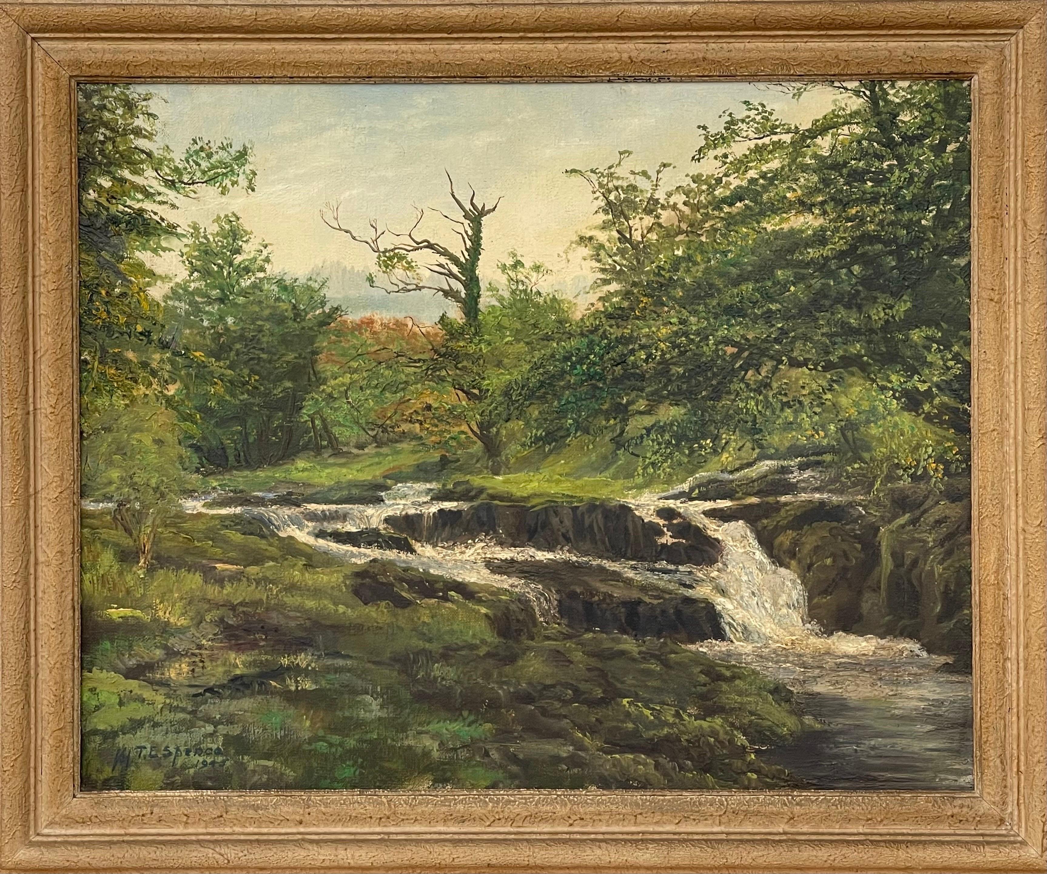 River Forest Landscape Oil Painting by 20th Century Post War Irish Artist