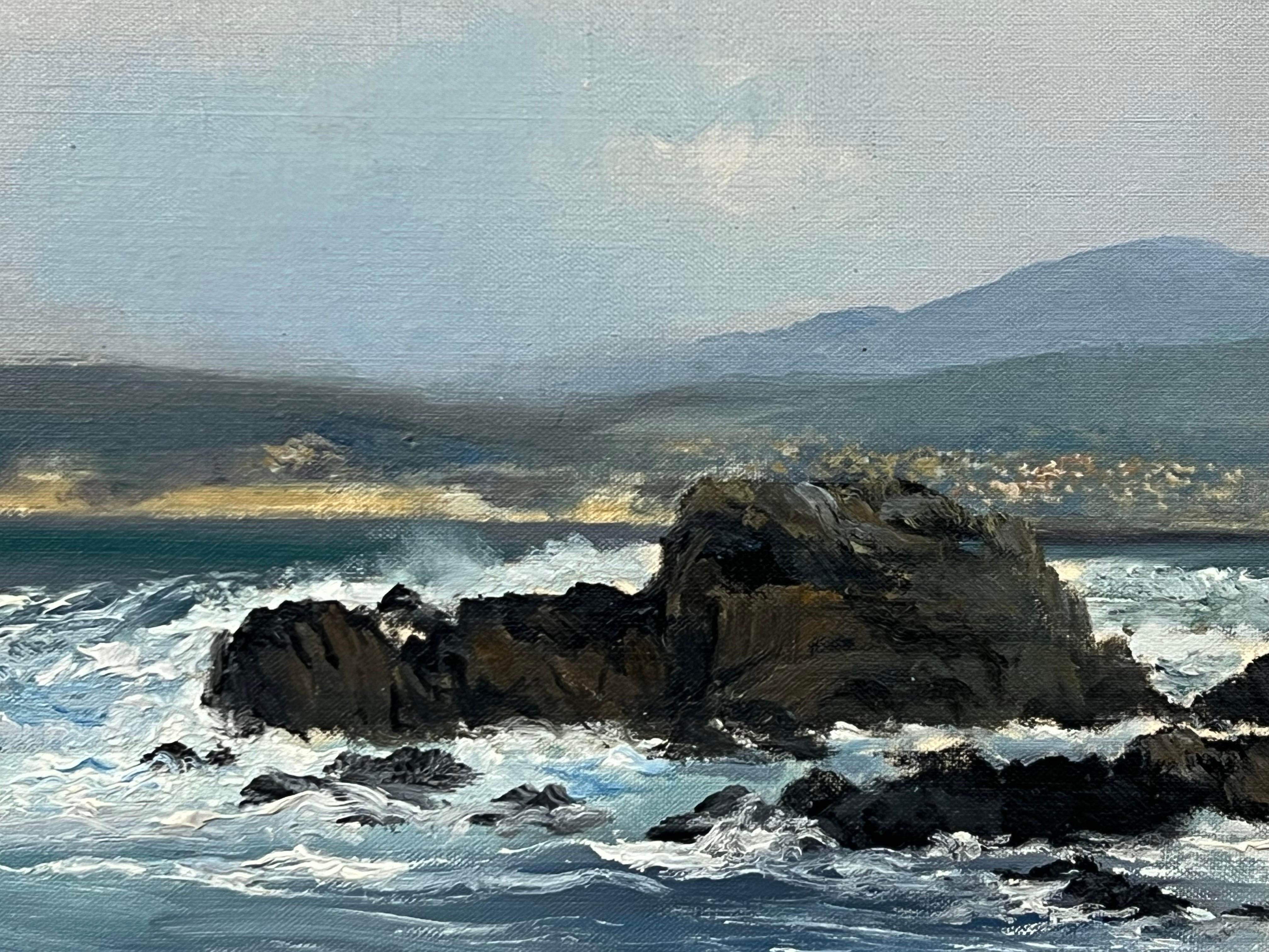 Seascape Painting of Waves Crashing against the Rocks at Pacific Grove, Monterey For Sale 8