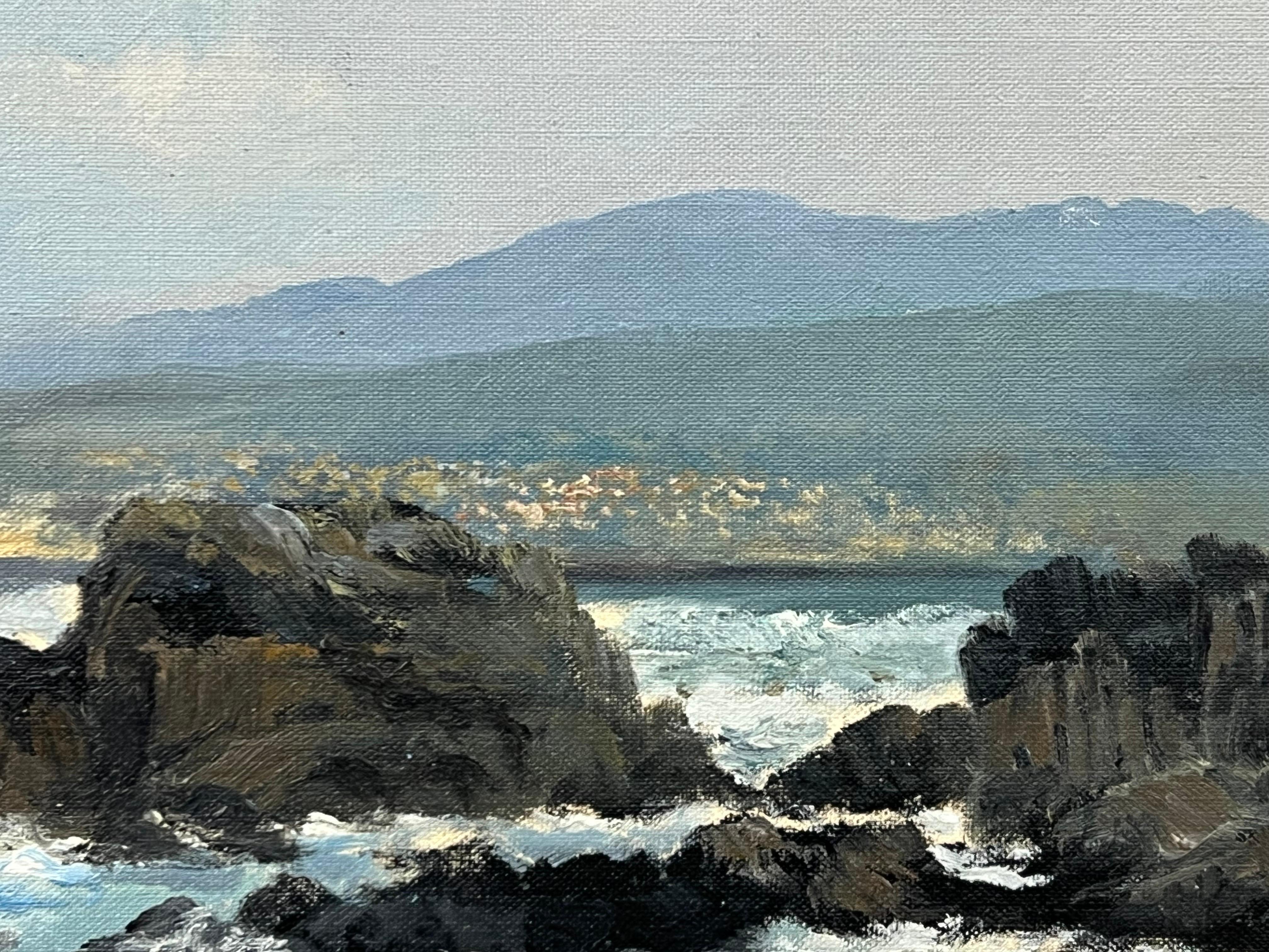 Seascape Painting of Waves Crashing against the Rocks at Pacific Grove, Monterey For Sale 13