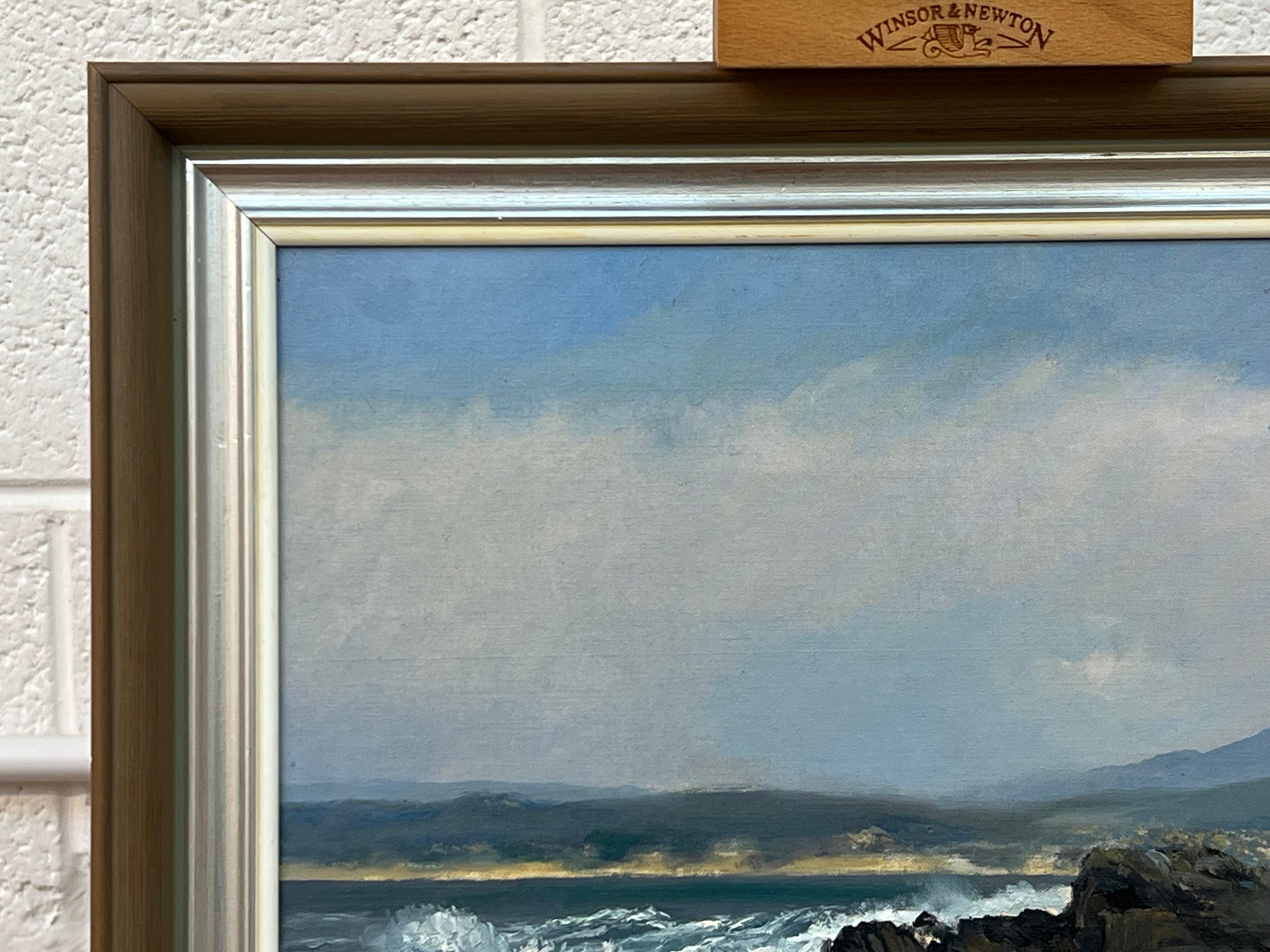 Seascape Painting of Waves Crashing against the Rocks at Pacific Grove, Monterey For Sale 5