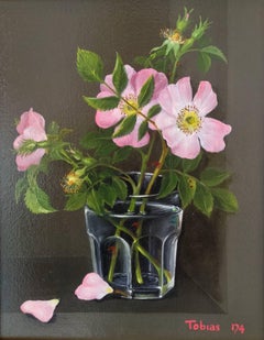  "Flowers In a Glass" - Floral Still Life realism oil painting contemporary art