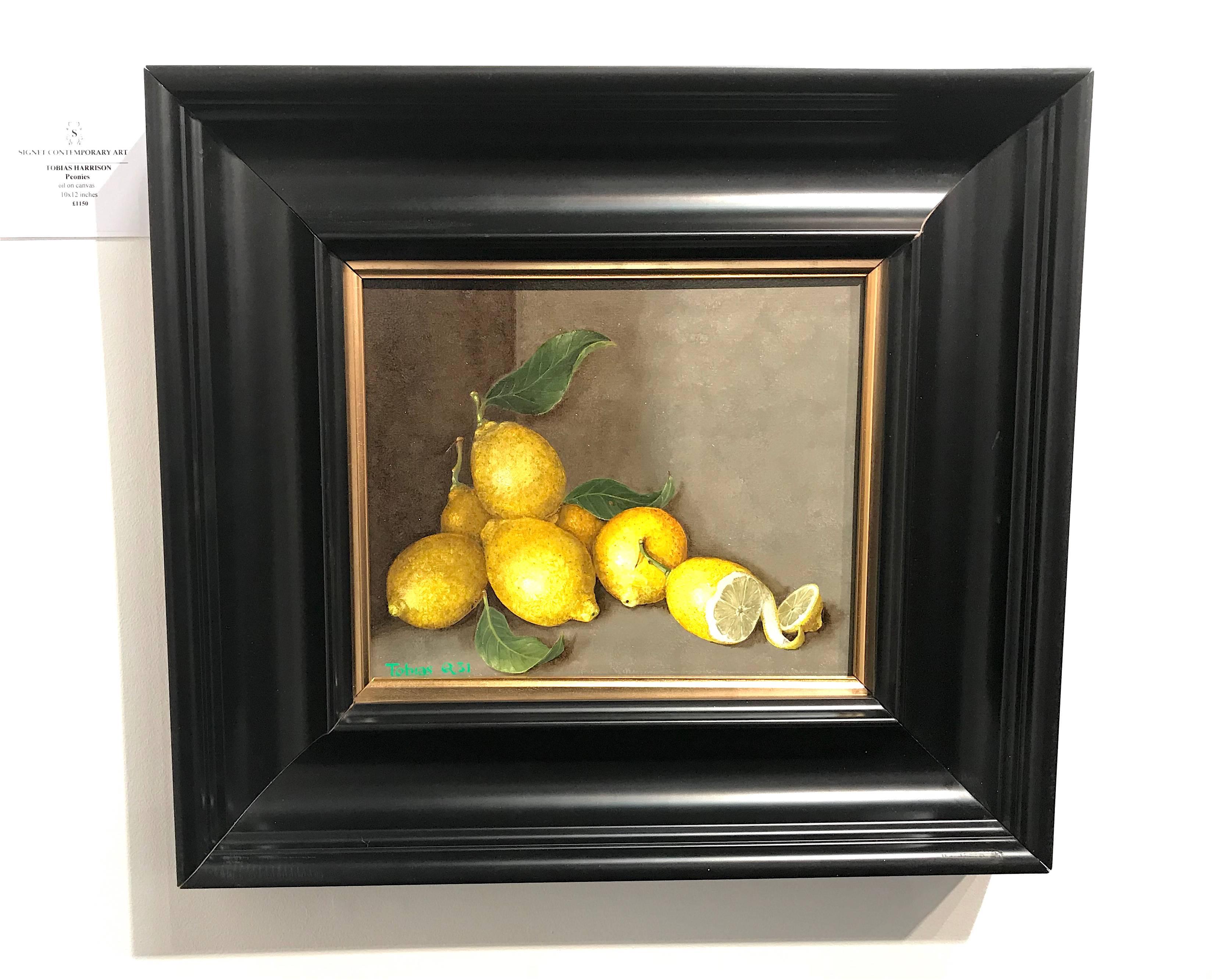  Lemons With Zest - still life oil painting fruit contemporary realism artwork - Painting by Tobias Harrison