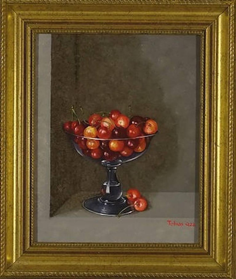 tobias harrison cherries in a glass still life painting painting