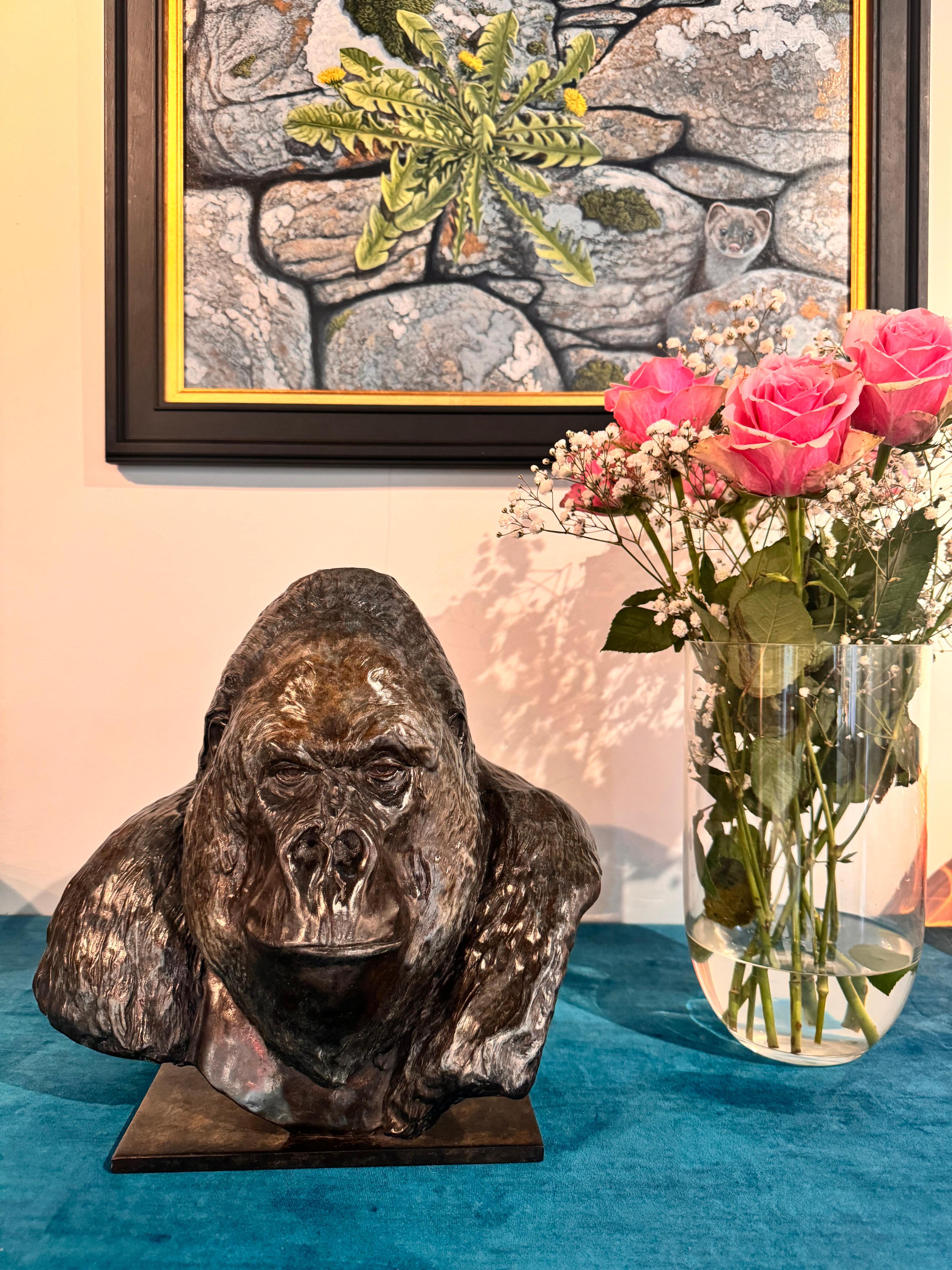 Zeitgenössische Gorilla-Skulptur aus Bronze Nico Jnr, Tier, Natur, Affe, schwarz im Angebot 6
