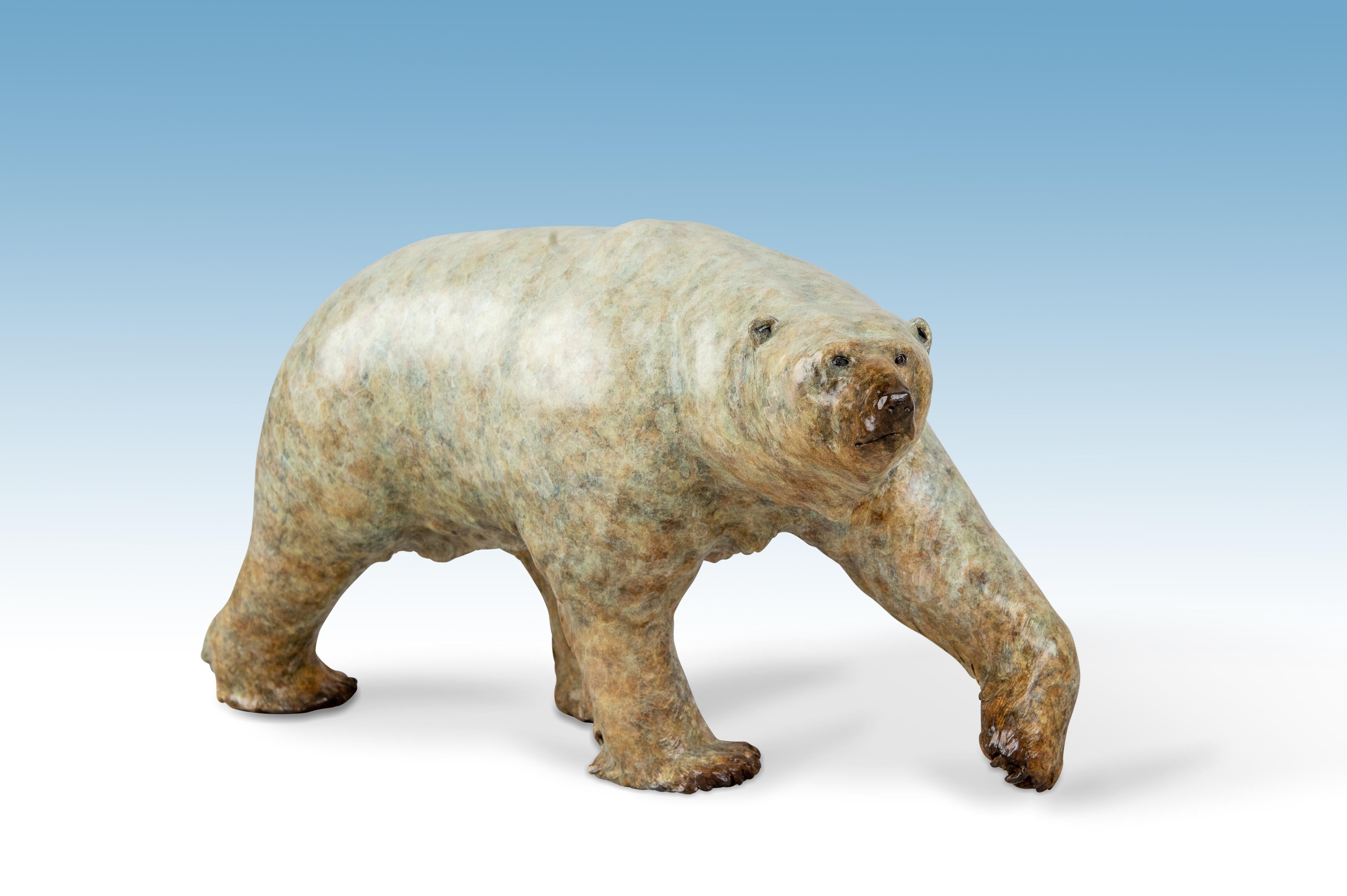 Contemporary Bronze Sculpture Nanook, polar bear, arctic, white, animal, wild
