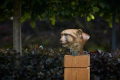 Contemporary Bronze Sculpture of a Cheetah head, big cat, animal, wildlife