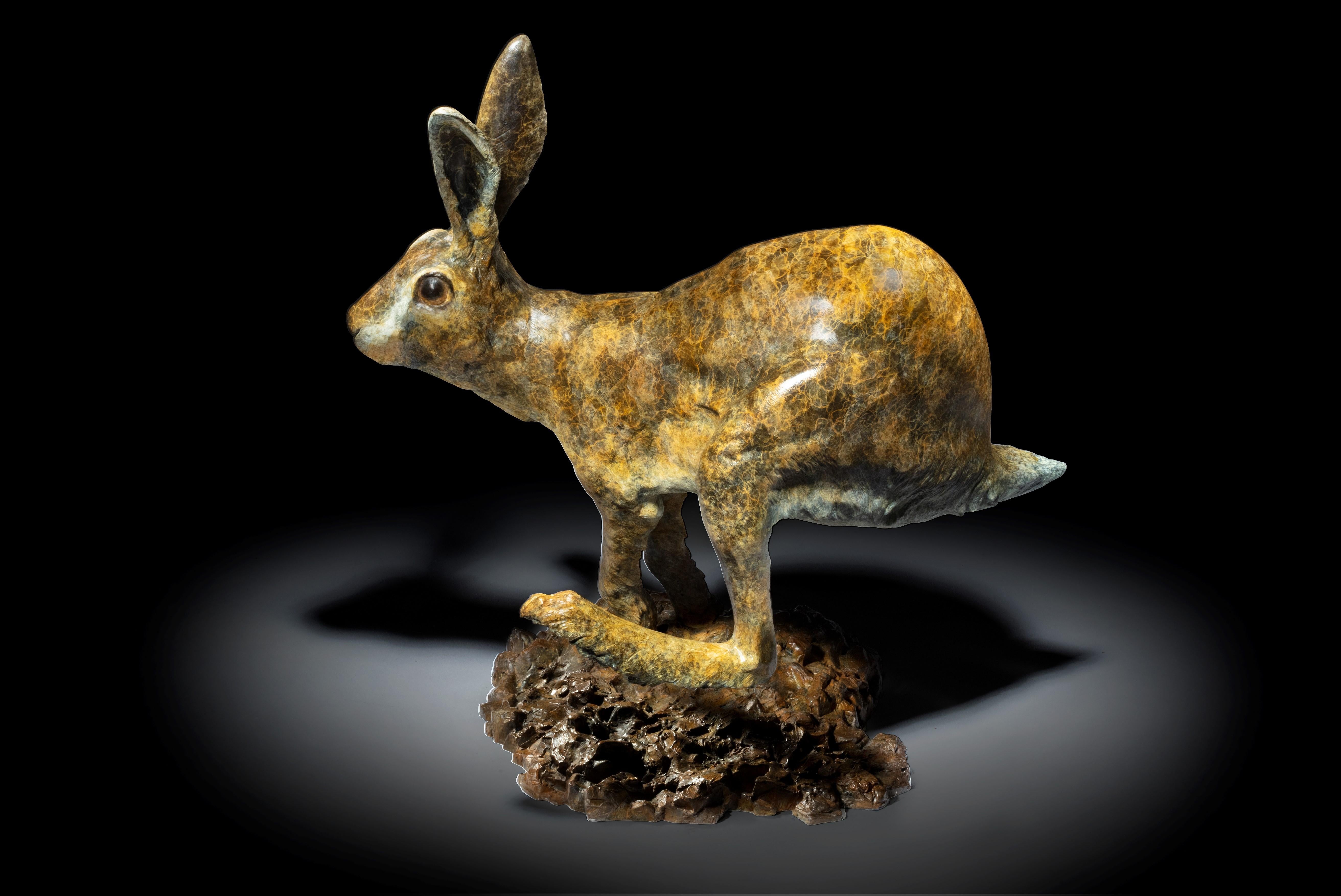 Sculpture contemporaine en bronze d'un lièvre ou d'un lapin de garenne sautant Jack en vente 8