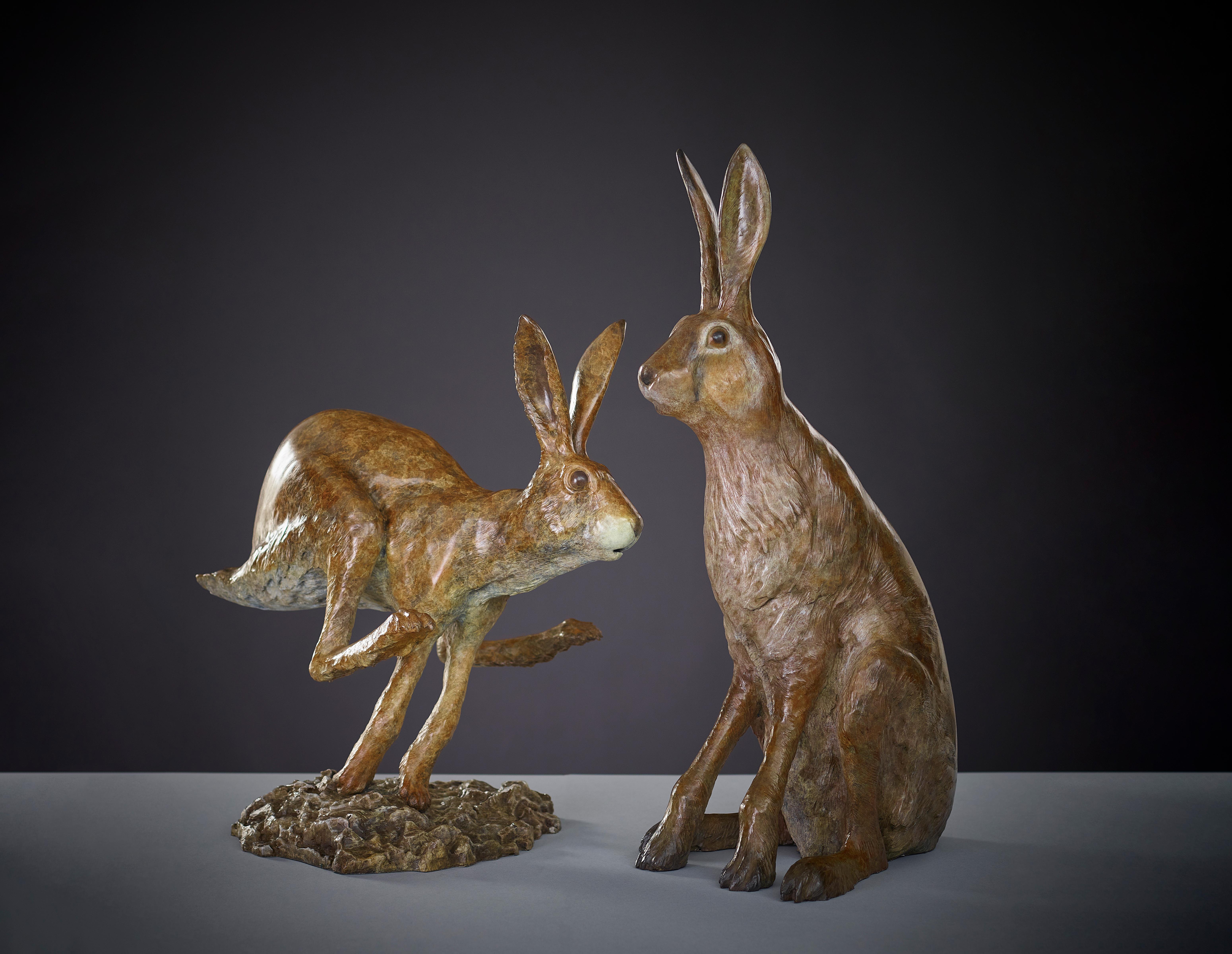 Sculpture contemporaine en bronze d'un lièvre ou d'un lapin de garenne sautant Jack en vente 10