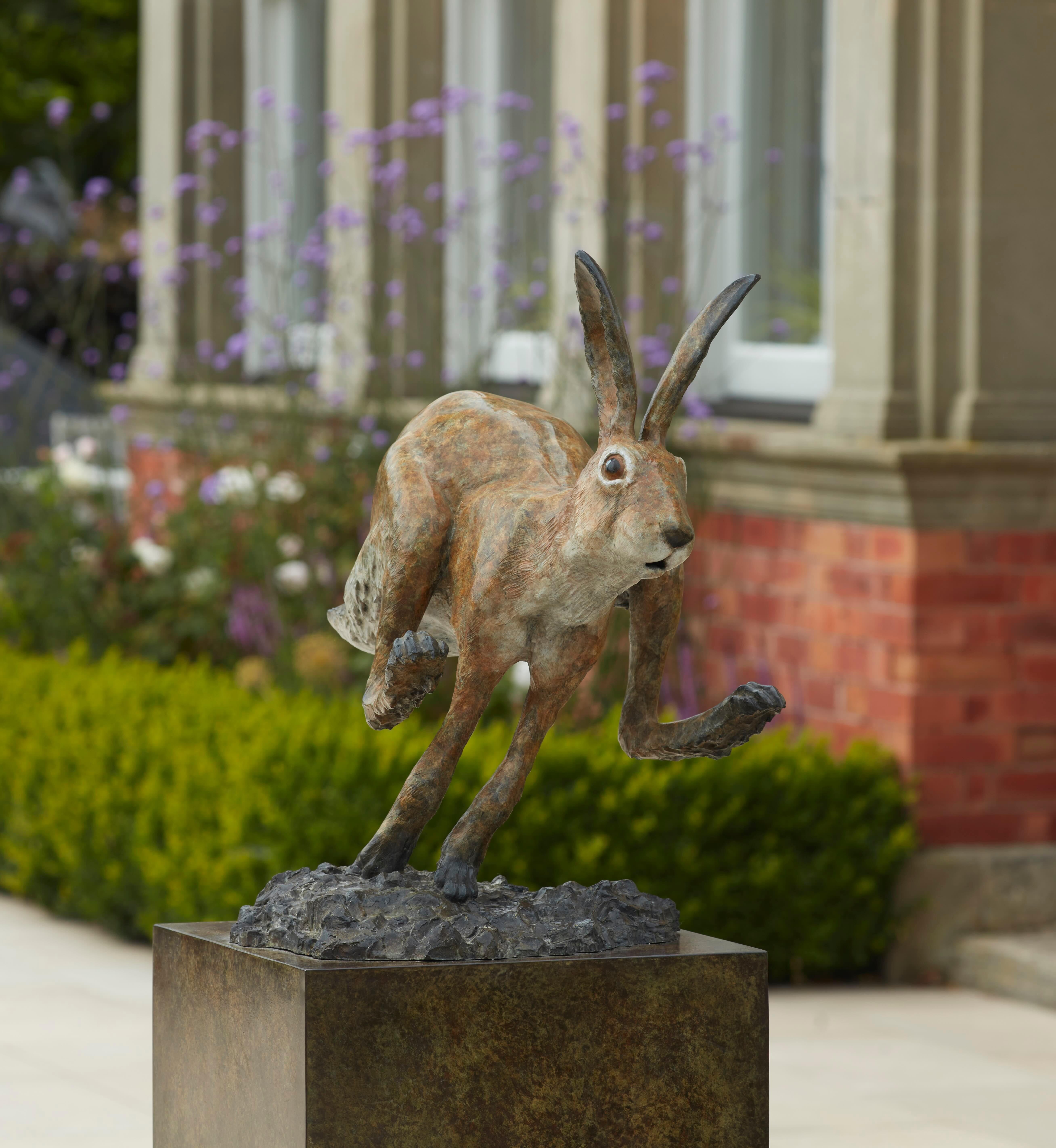 Sculpture contemporaine en bronze d'un lièvre ou d'un lapin de garenne sautant Jack en vente 1