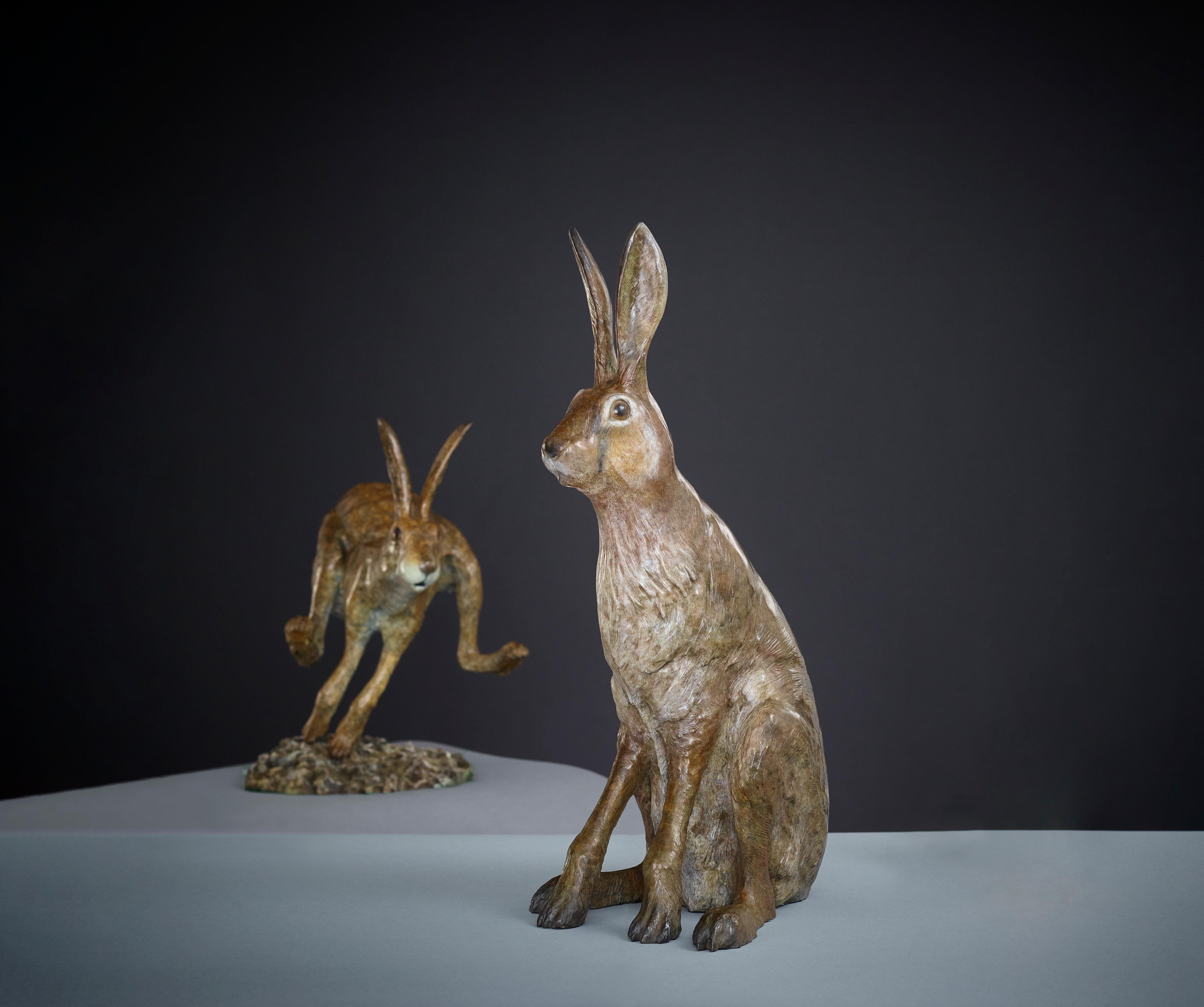 Sculpture contemporaine en bronze d'un lièvre ou d'un lapin de garenne sautant Jack en vente 6