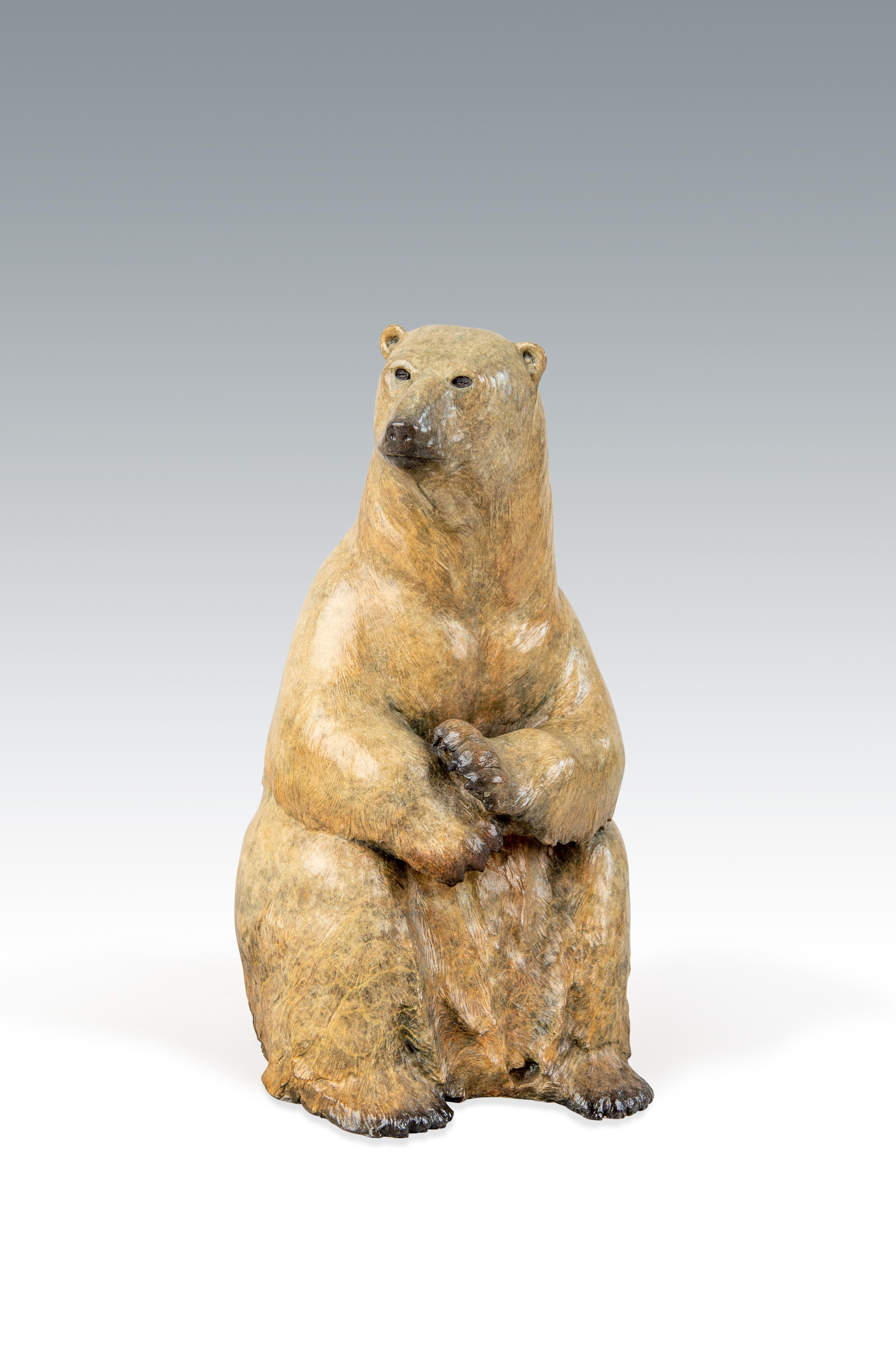 Contemporary Bronze Wildlife Sculpture of a White Polar Bear 'Maximus' Bear 