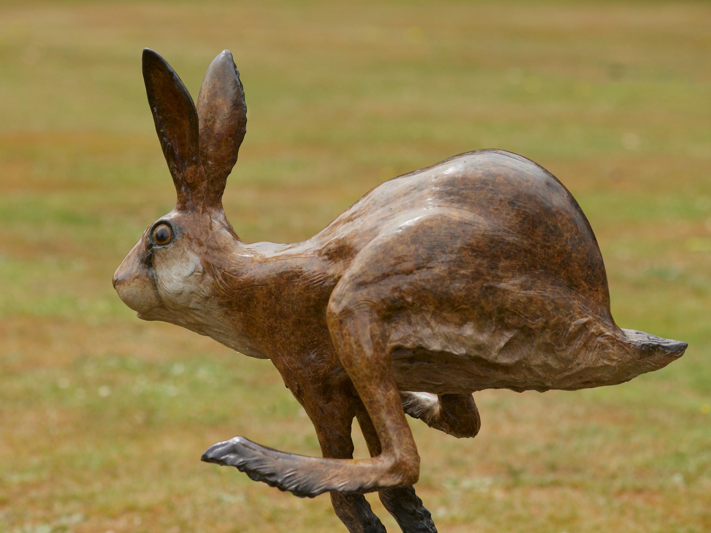 Dandy Jack Sculpture contemporaine en bronze représentant un lapin ou un lièvre Jack en train de courir en vente 1