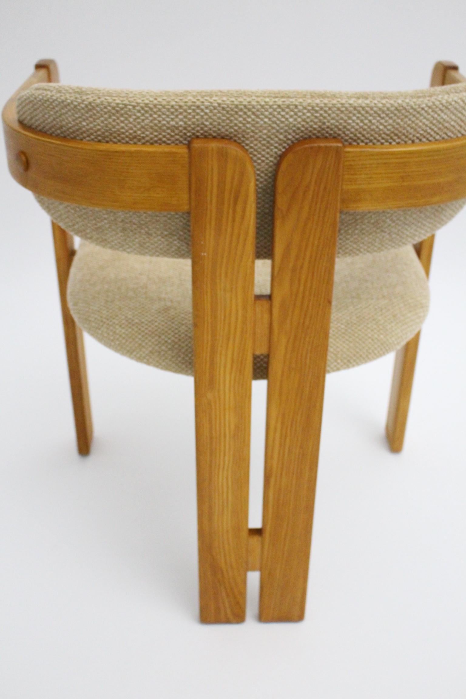 Italian Set of Four Vintage Brown Ash Dining Chairs 1970s 8