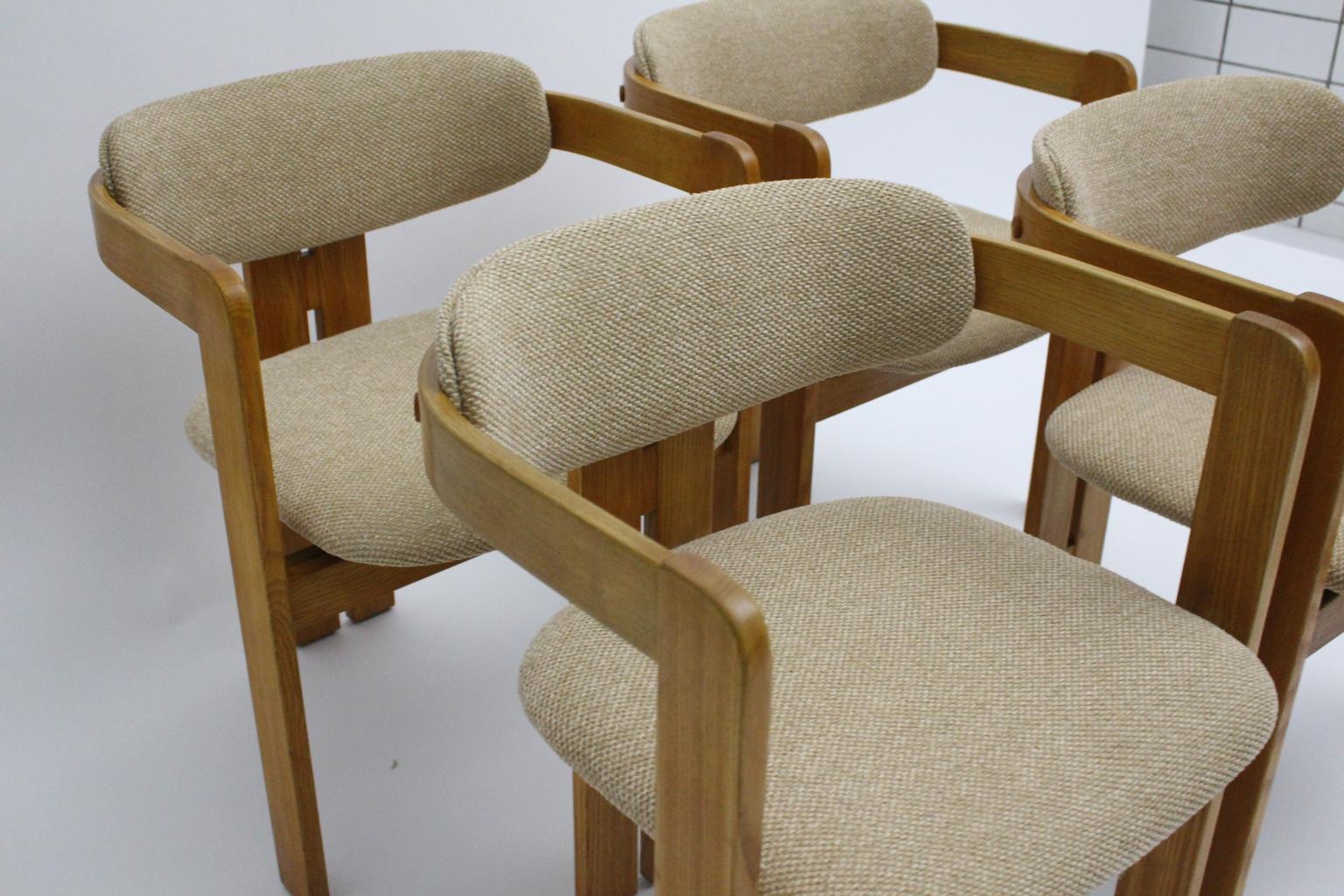 Italian Set of Four Vintage Brown Ash Dining Chairs 1970s 12