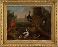 Exotic Birds In An Arcadian Landscape, Early 18th-Century Oil Painting