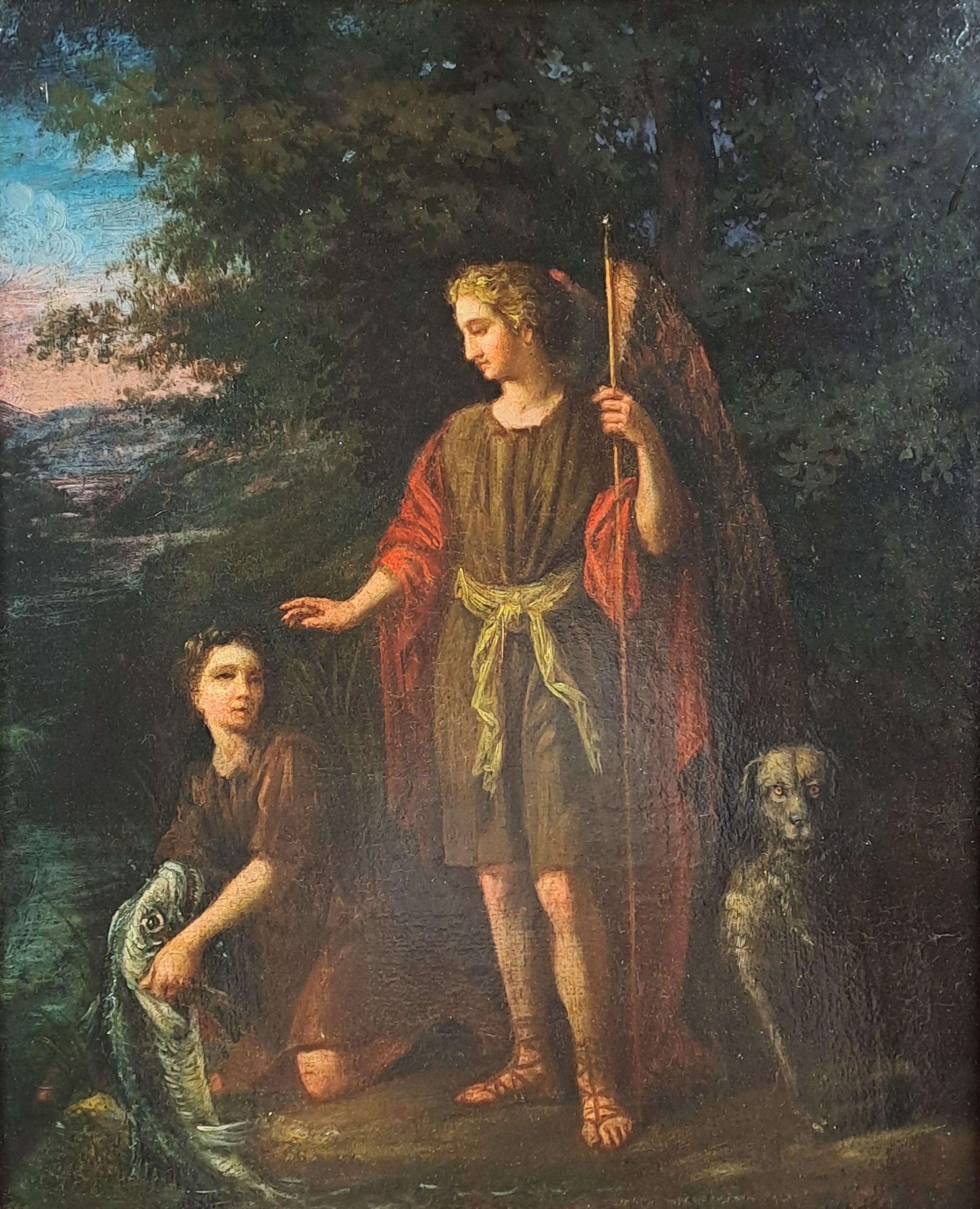 Luigi XIV Il pescatore Tobia e l'angelo Raphael - Scuola francese, fine del XVII secolo in vendita