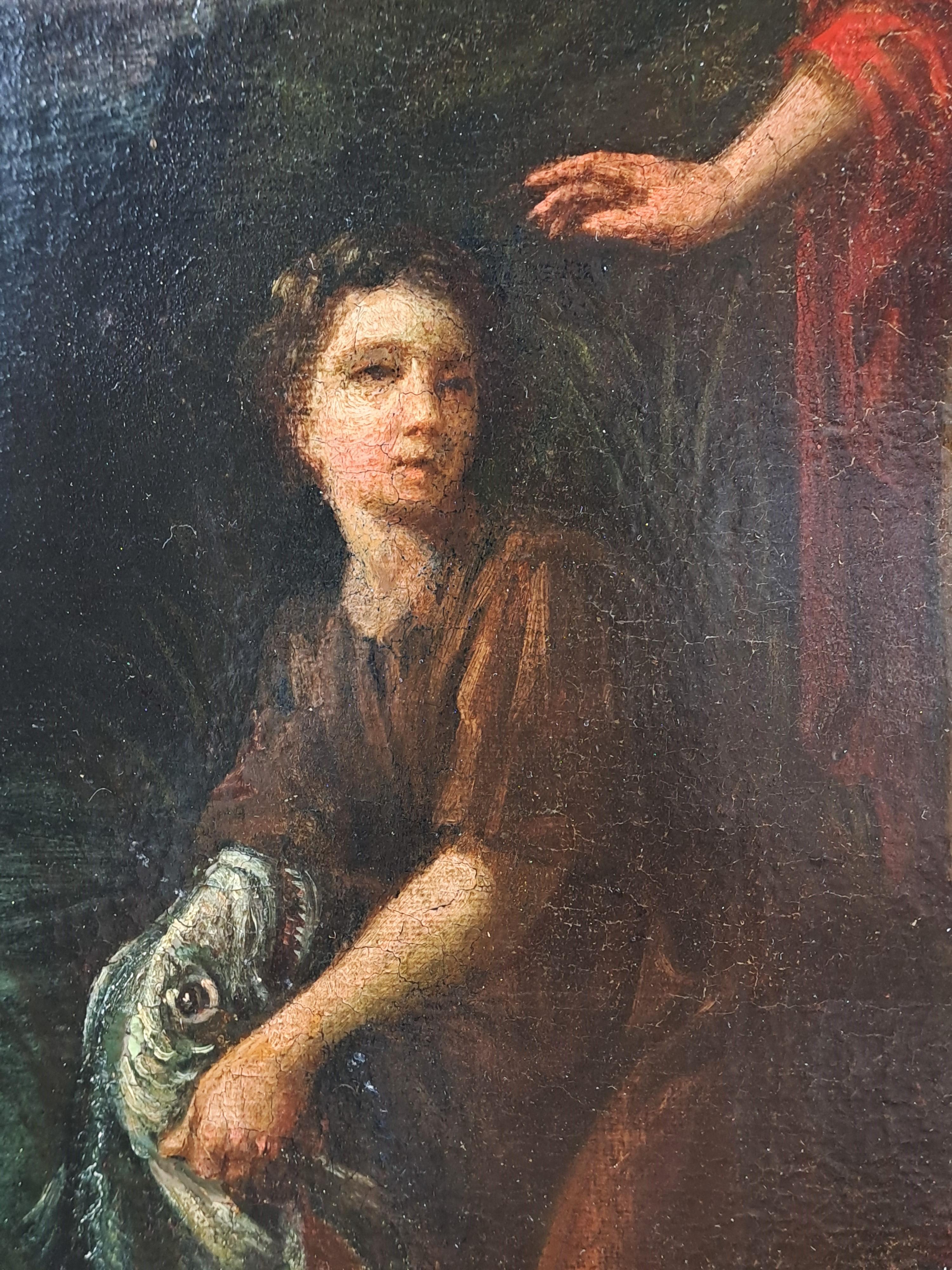 Francese Il pescatore Tobia e l'angelo Raphael - Scuola francese, fine del XVII secolo in vendita