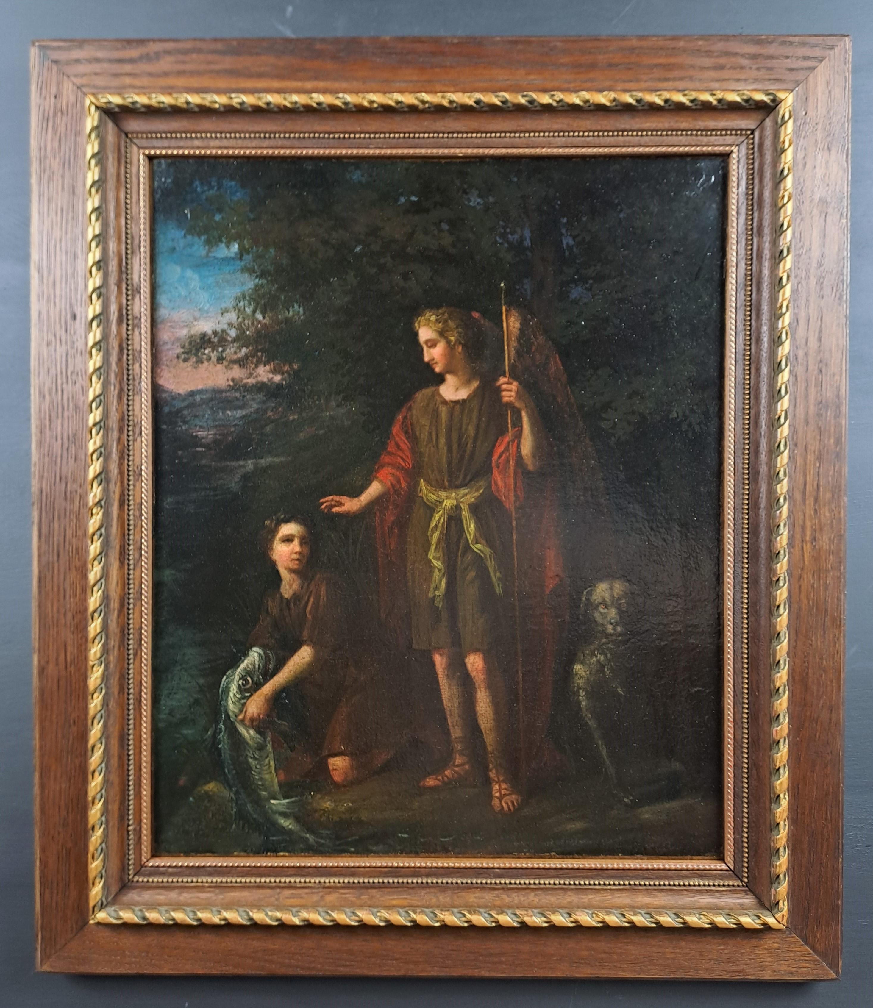 Il pescatore Tobia e l'angelo Raphael - Scuola francese, fine del XVII secolo in vendita 1