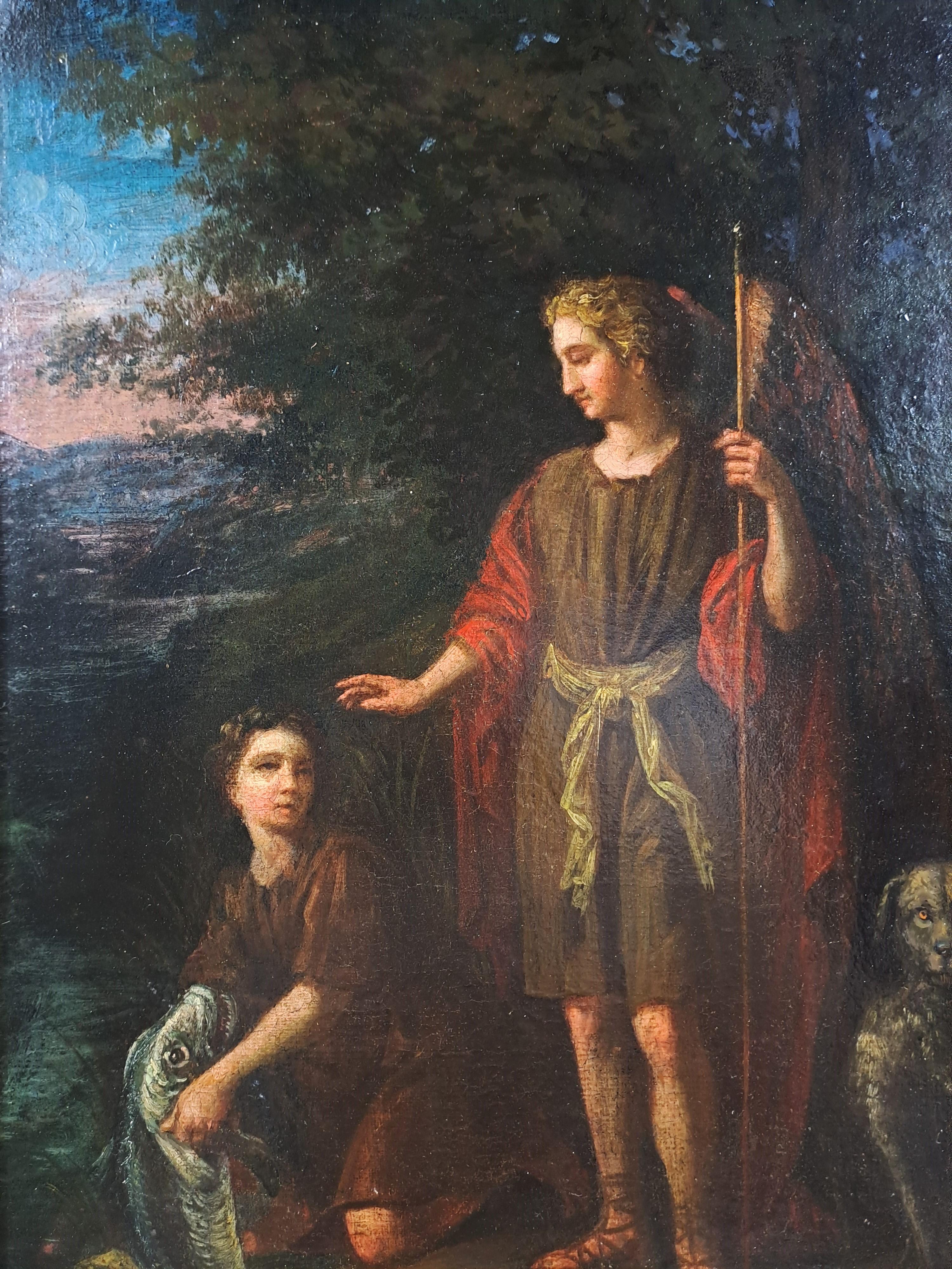 Il pescatore Tobia e l'angelo Raphael - Scuola francese, fine del XVII secolo in vendita 2