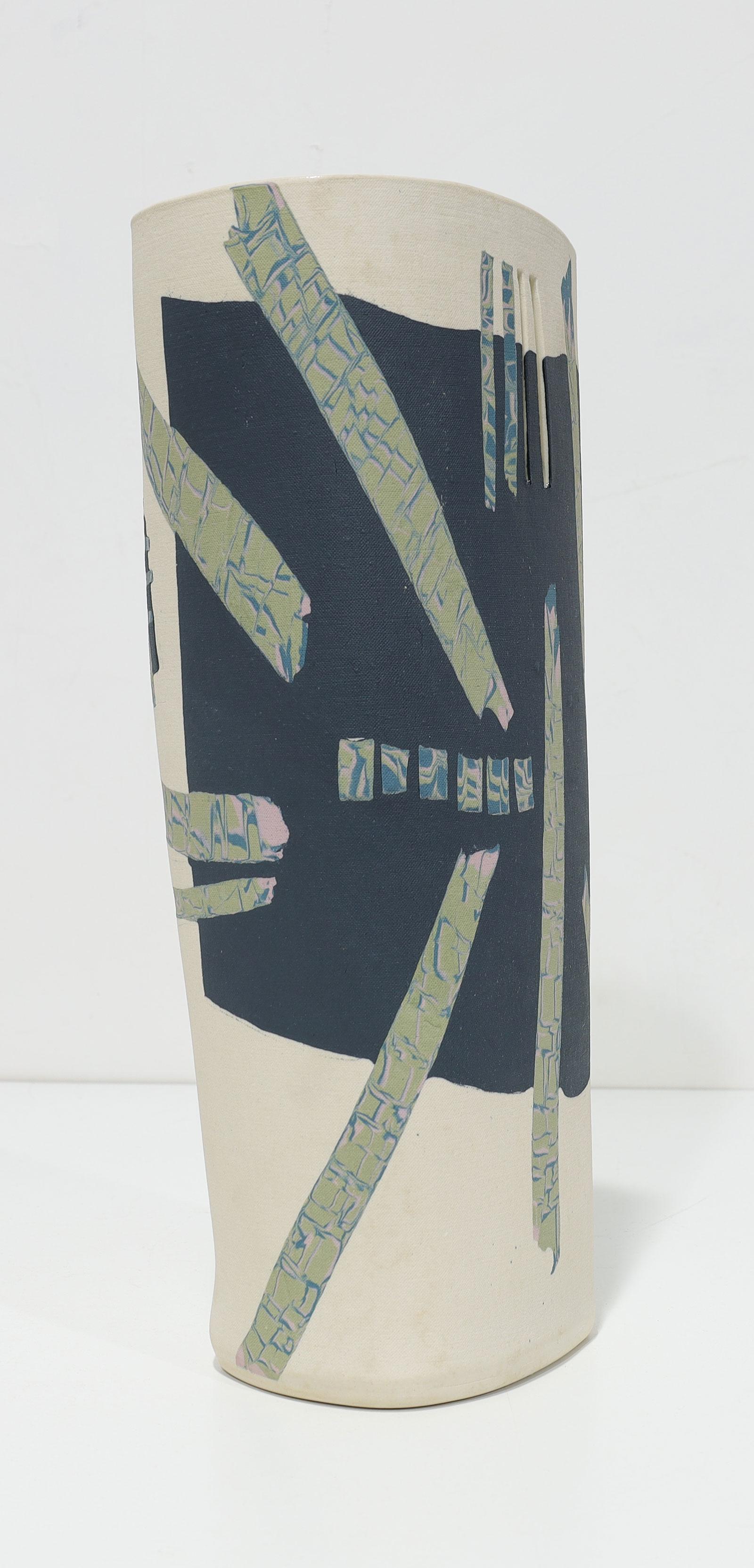 Tobias Weissman Große glasierte Porzellanvase mit Intarsien, signiert, dtd 1982 (Moderne der Mitte des Jahrhunderts) im Angebot