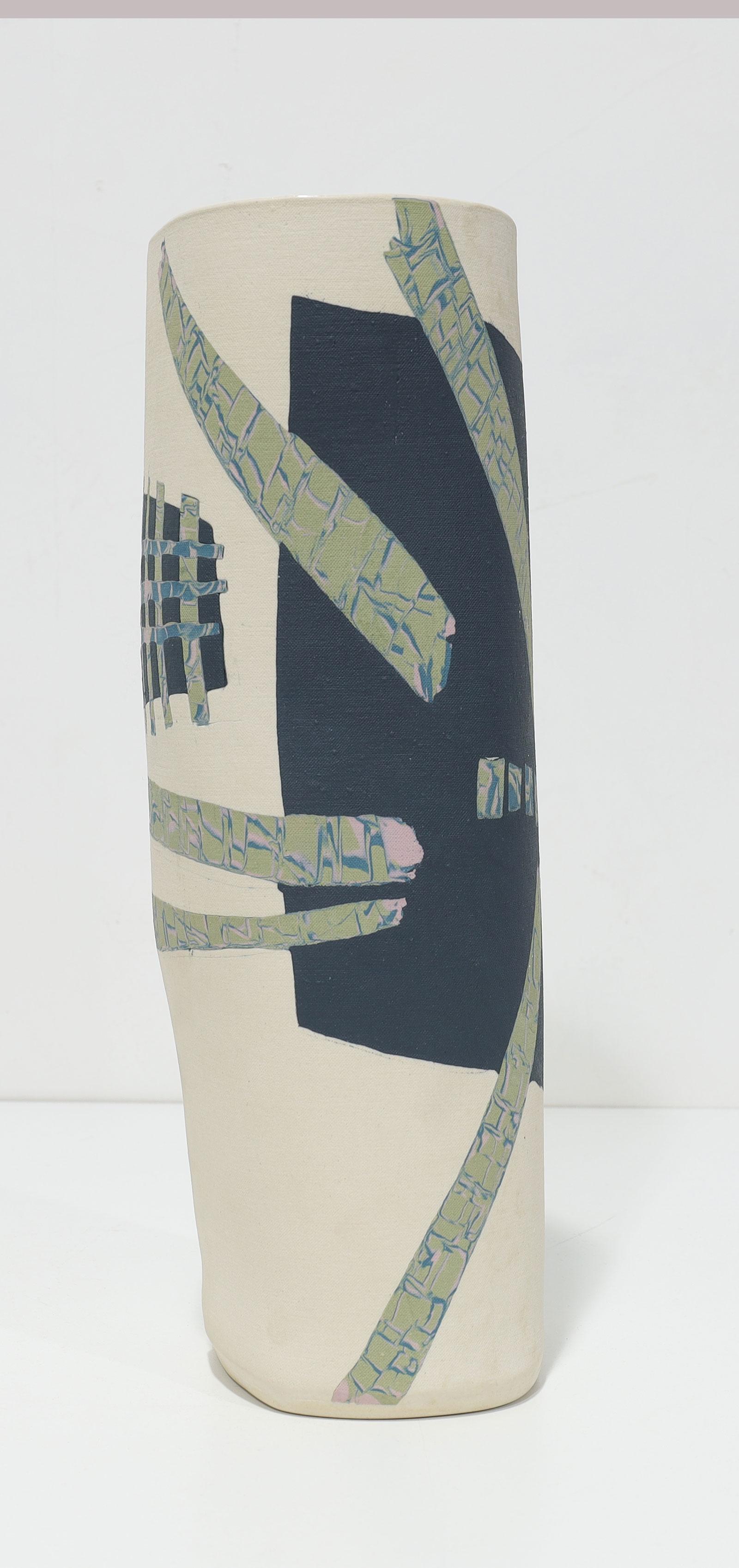 Tobias Weissman Große glasierte Porzellanvase mit Intarsien, signiert, dtd 1982 (amerikanisch) im Angebot