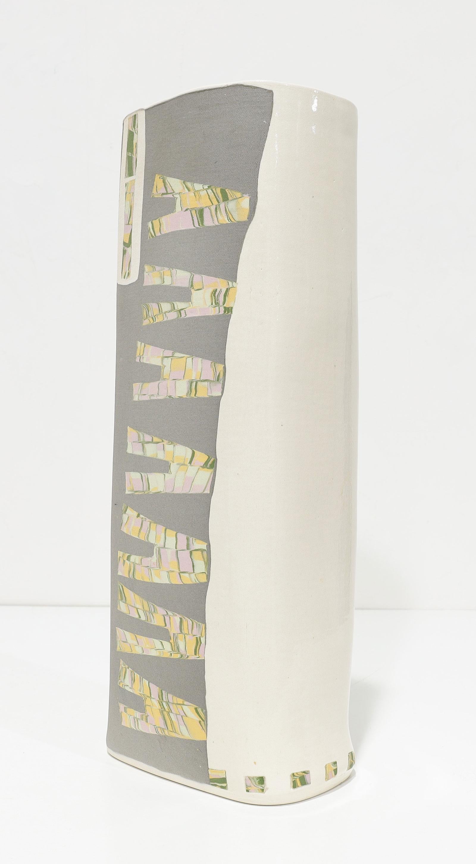 20th Century Tobias Weissman Tall Glazed Inlaid Porcelain Vase, Signed, dtd 1982 For Sale