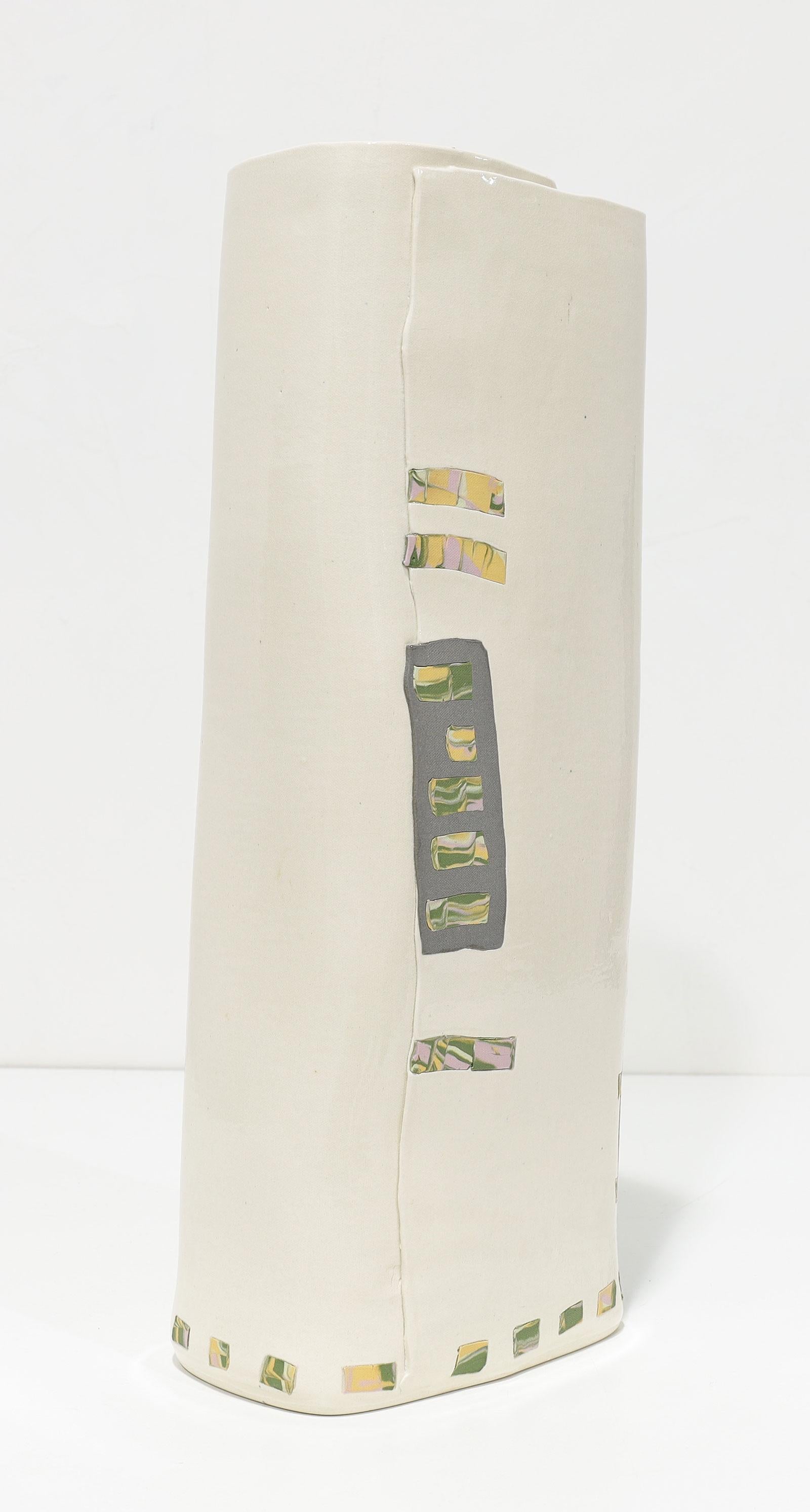Tobias Weissman Tall Glazed Inlaid Porcelain Vase, Signed, dtd 1982 For Sale 2