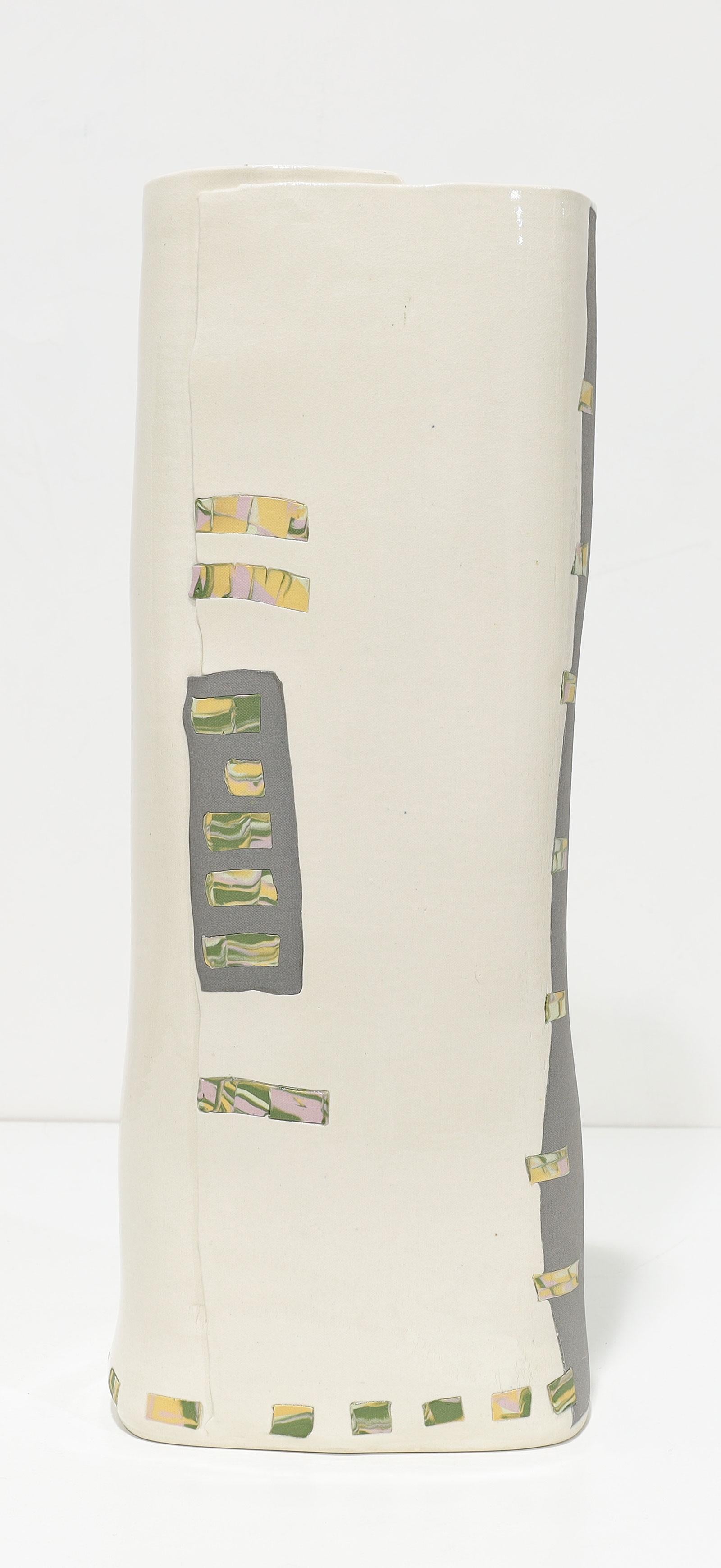 Tobias Weissman Tall Glazed Inlaid Porcelain Vase, Signed, dtd 1982 For Sale 3