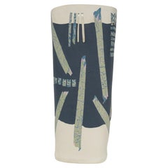 Tobias Weissman Tall Glazed Inlaid Porcelain Vase, Signed, dtd 1982